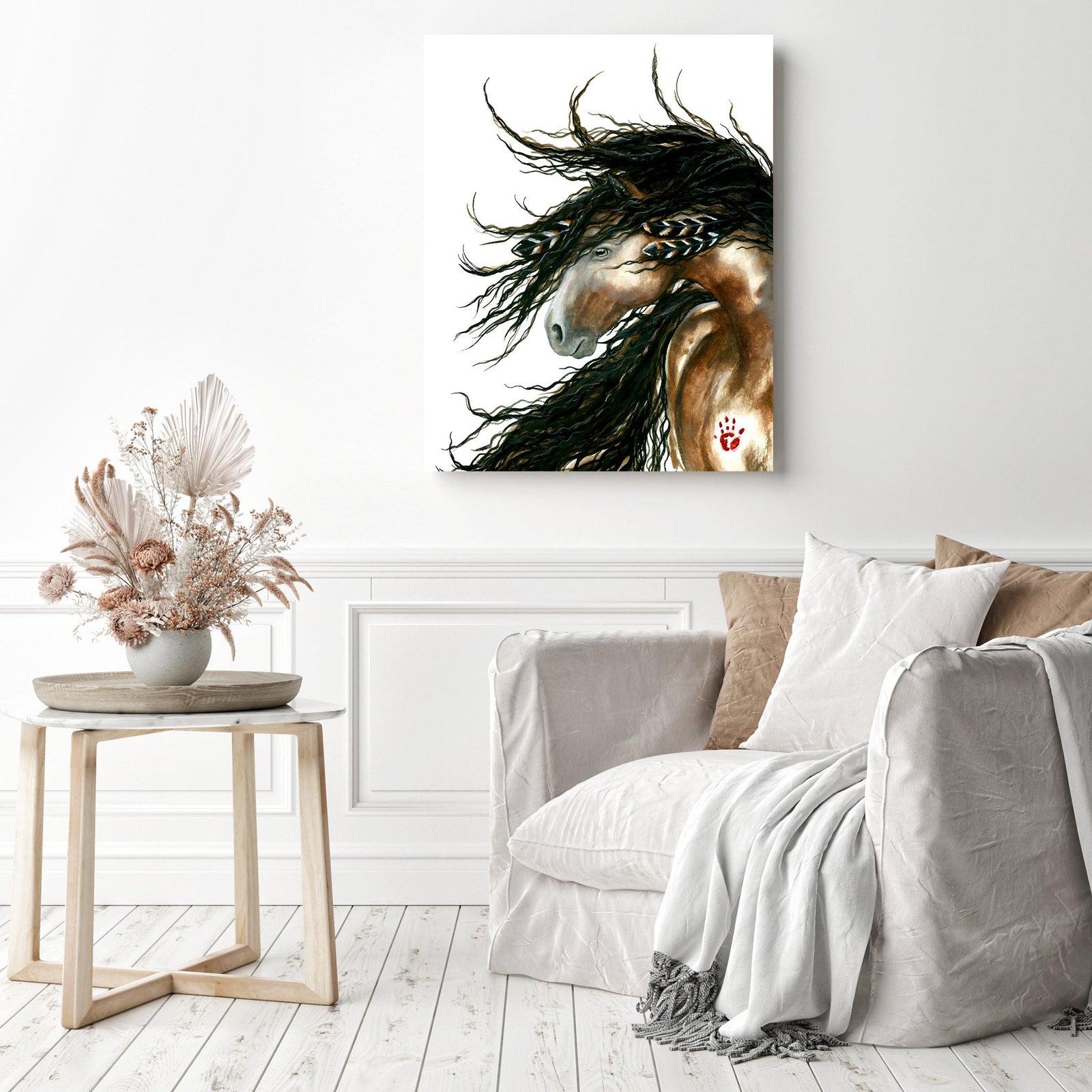 Majestic Pinto Horse | Diamond Painting Displayed as Home Decor