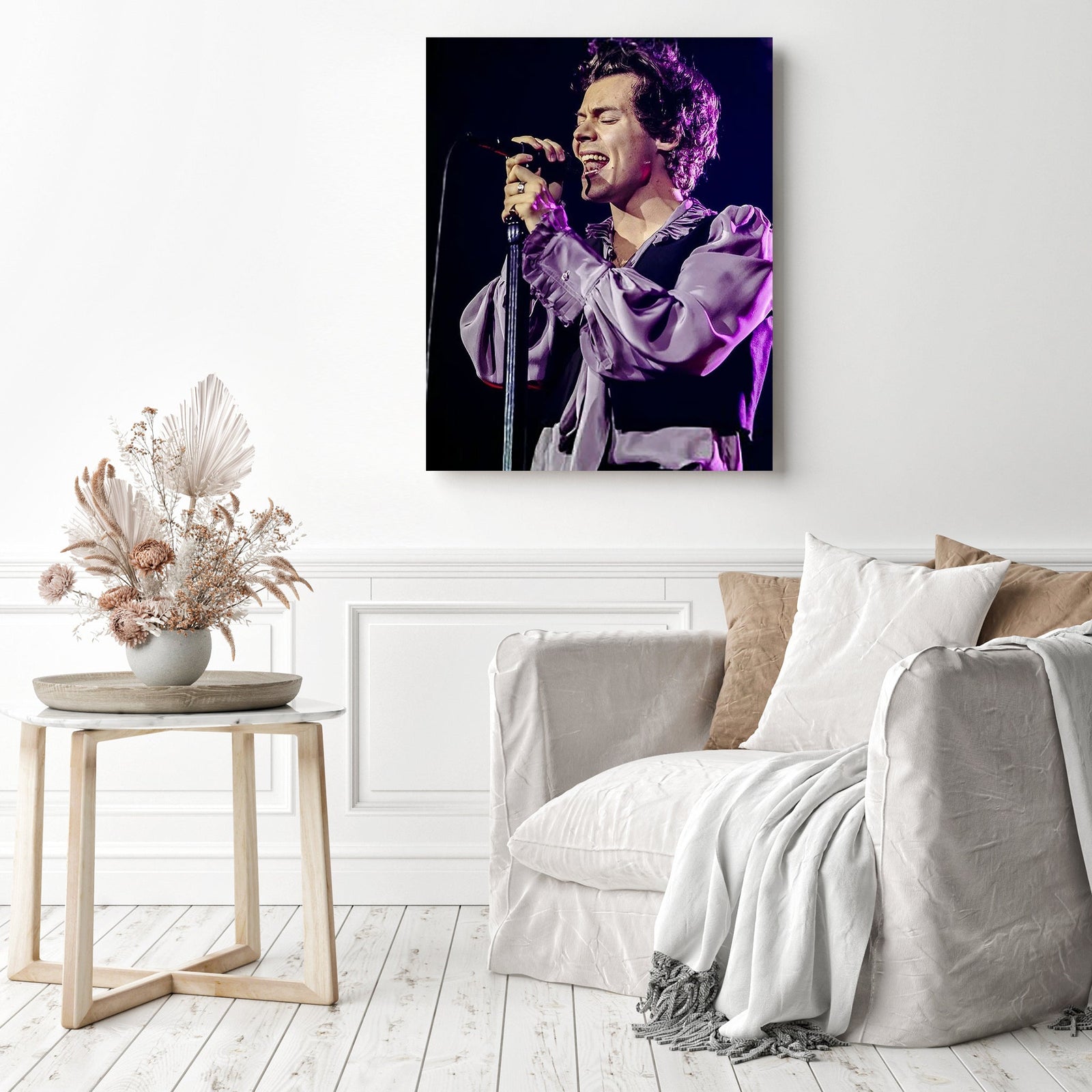 Harry Styles Sings | Diamond Painting Displayed as Home Decor