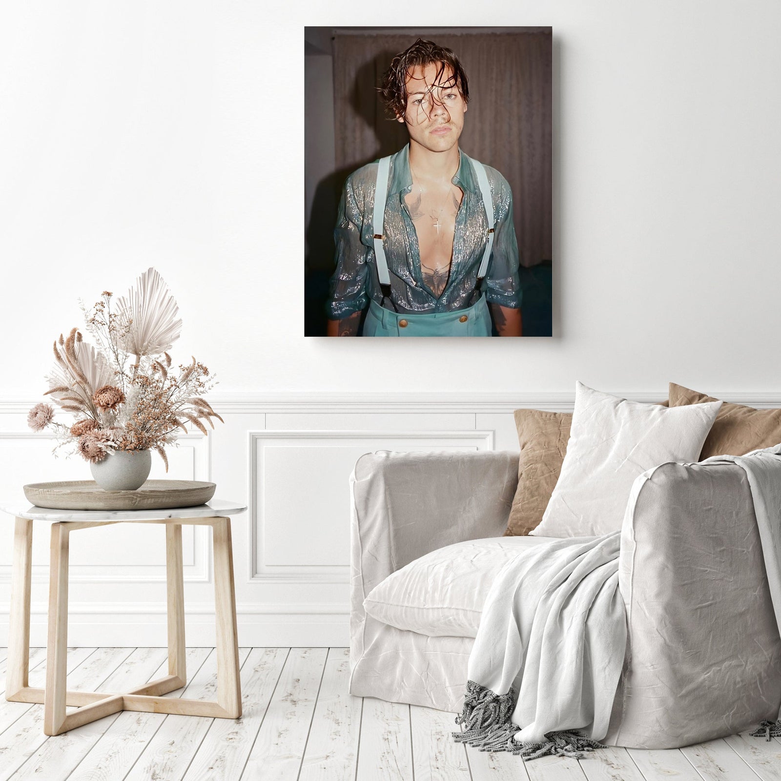 Harry Styles Light Up | Diamond Painting Displayed as Home Decor