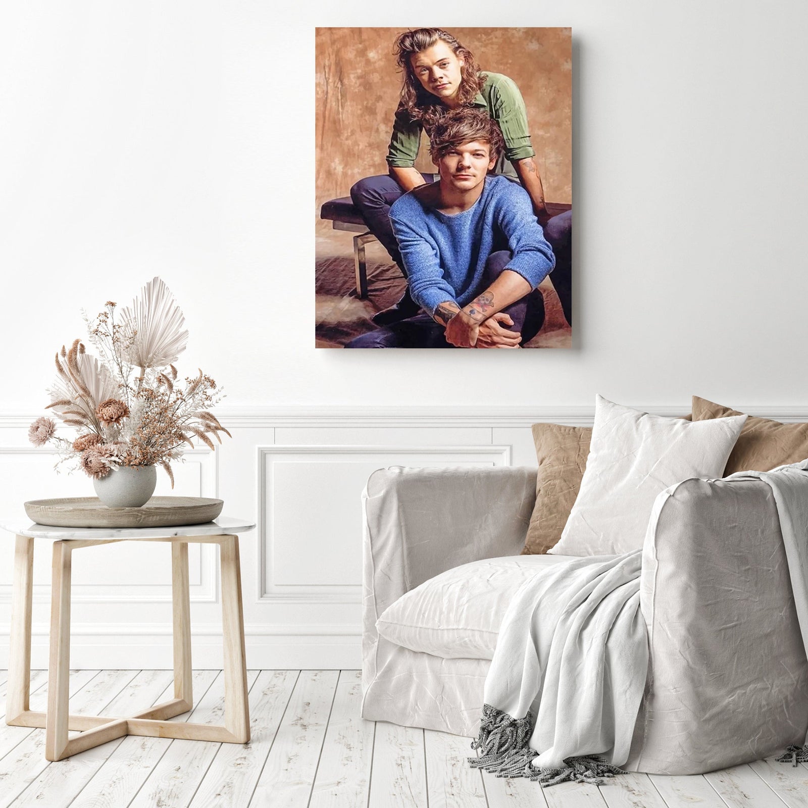 Harry Styles and Louis Tomlinson | Diamond Painting Displayed as Home Decor