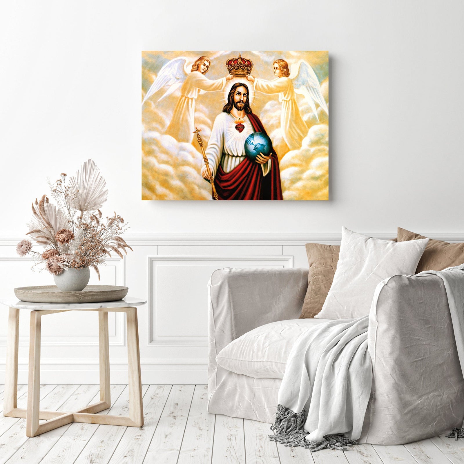 Jesus Christ and Angels | Diamond Painting Displayed as Home Decor