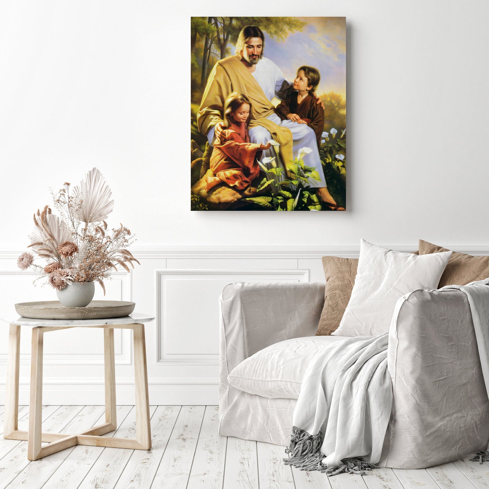 Jesus Cares | Diamond Painting Displayed as Home Decor