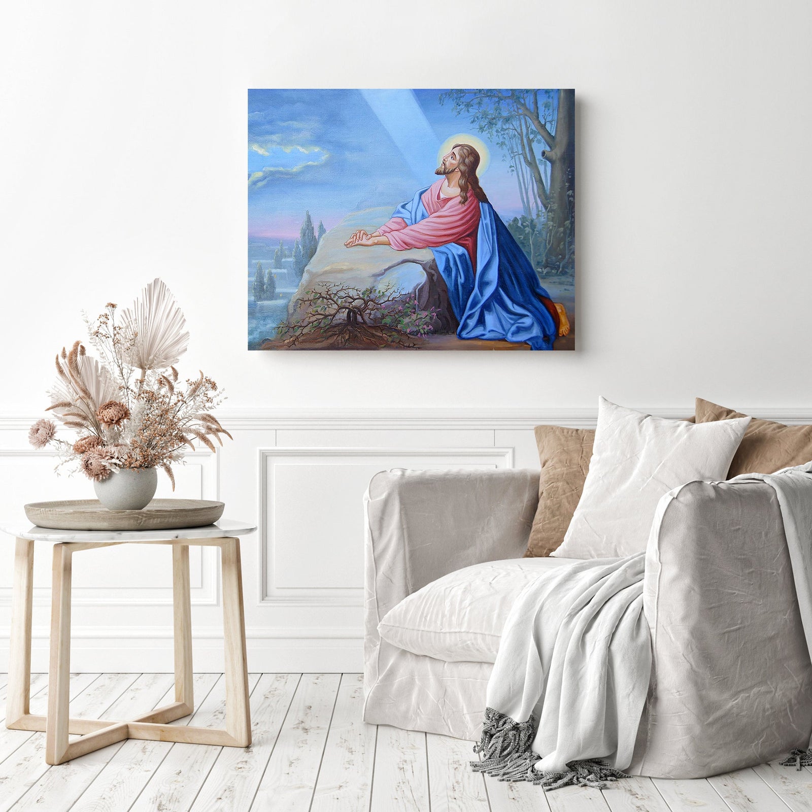 Jesus Praying | Diamond Painting Displayed as Home Decor