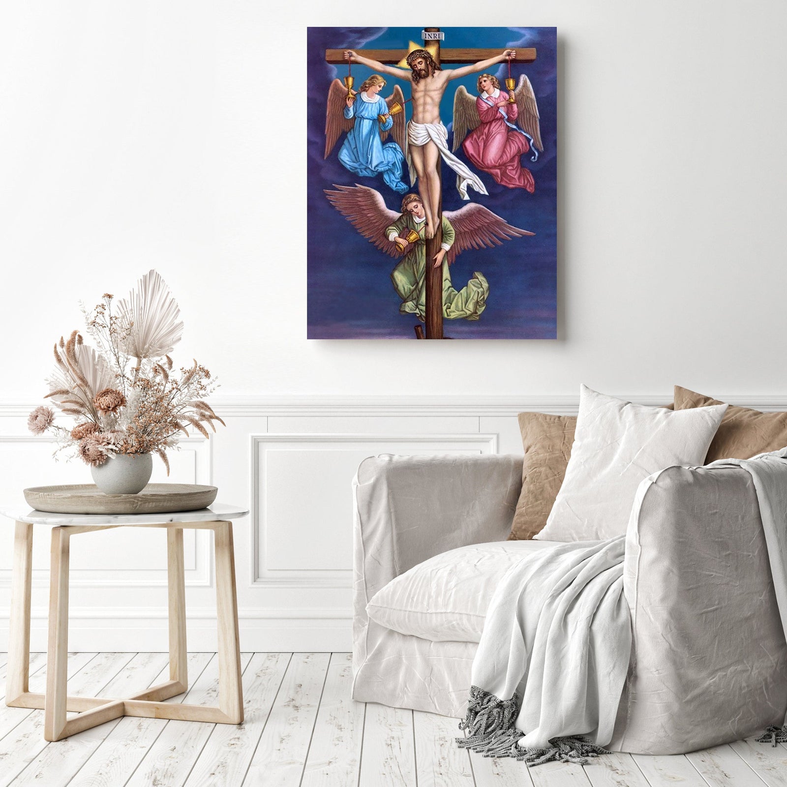 The Crucified Christ with Angels | Diamond Painting Displayed as Home Decor