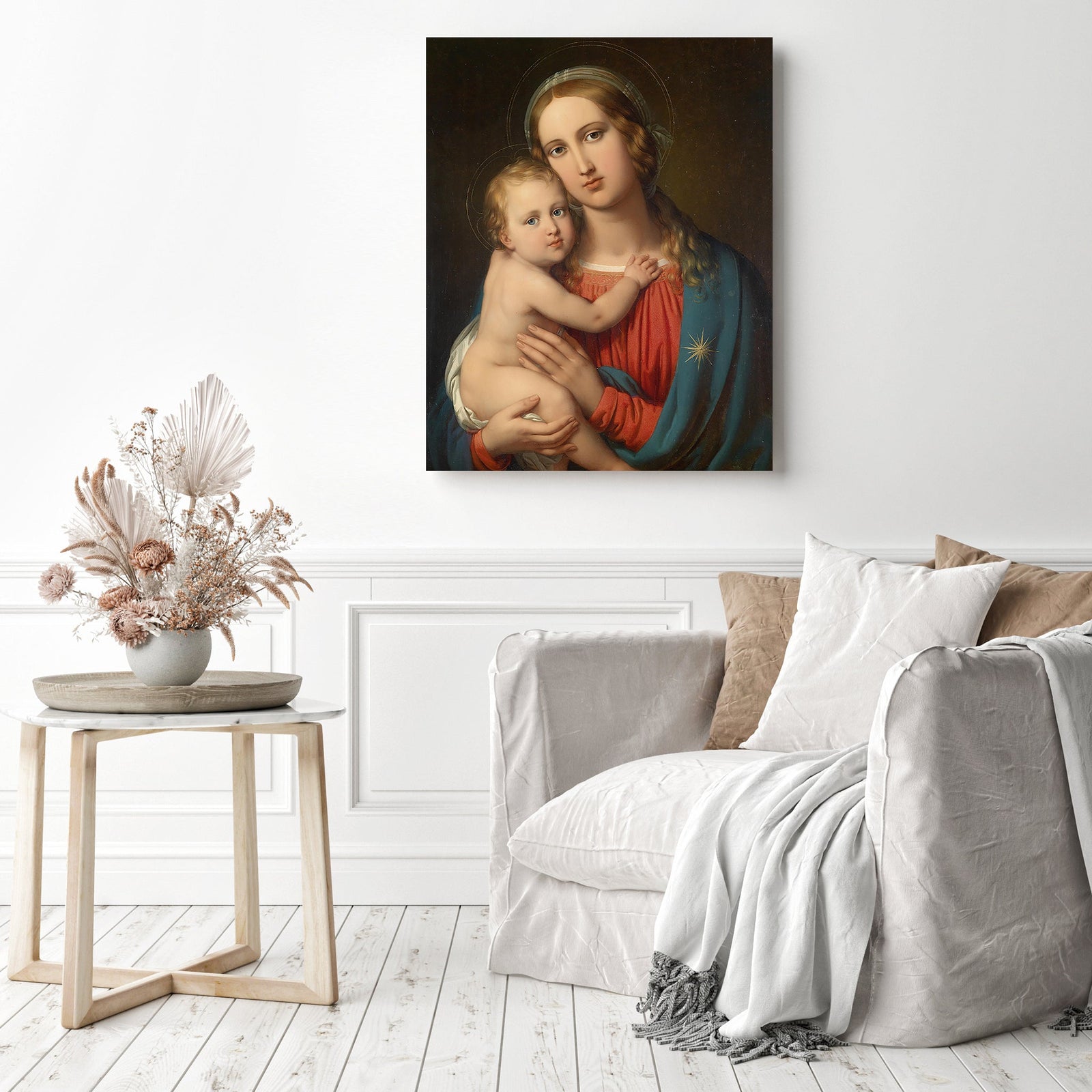 Madonna with Child | Diamond Painting Displayed as Home Decor