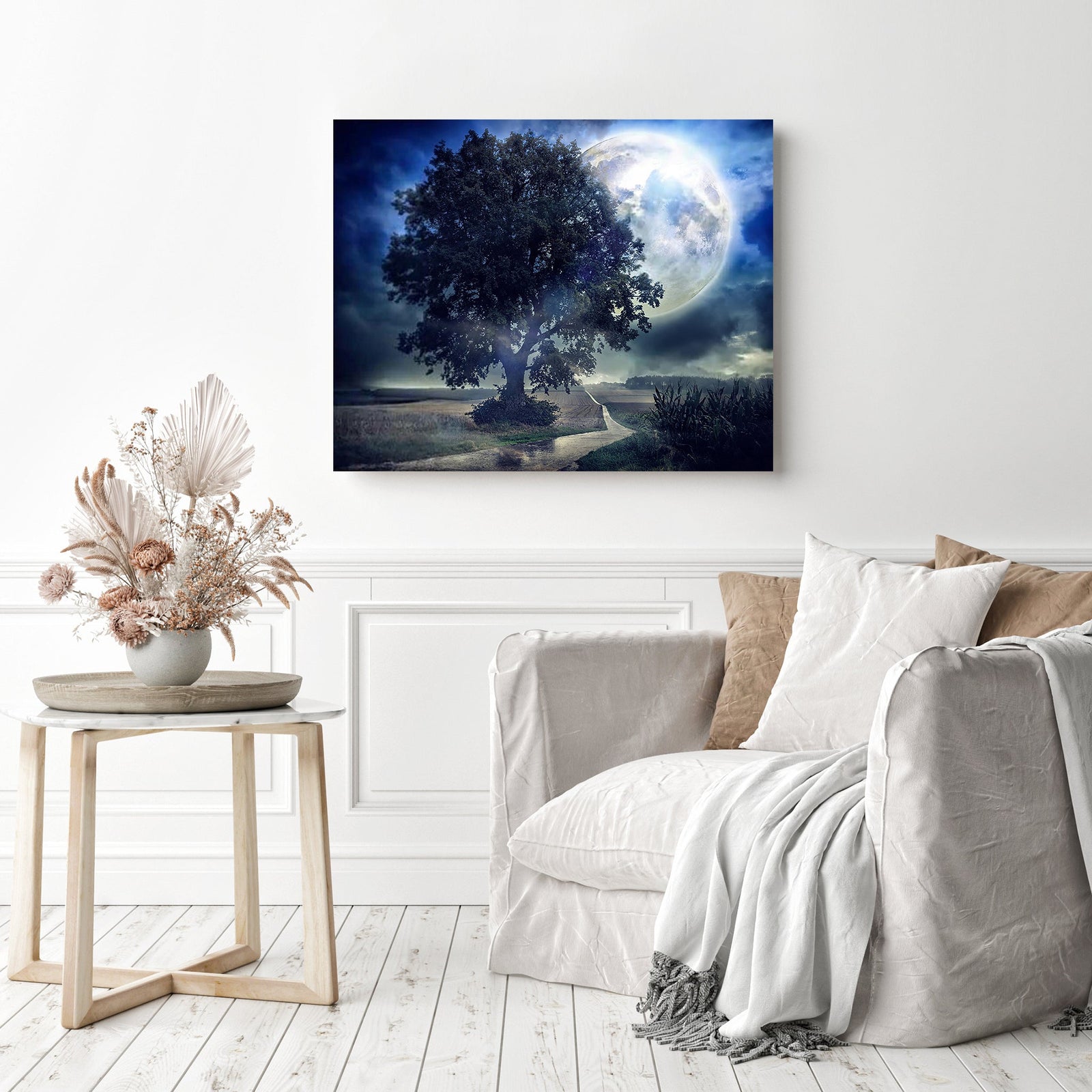 Giant Moon Summer Night | Diamond Painting Displayed as Home Decor