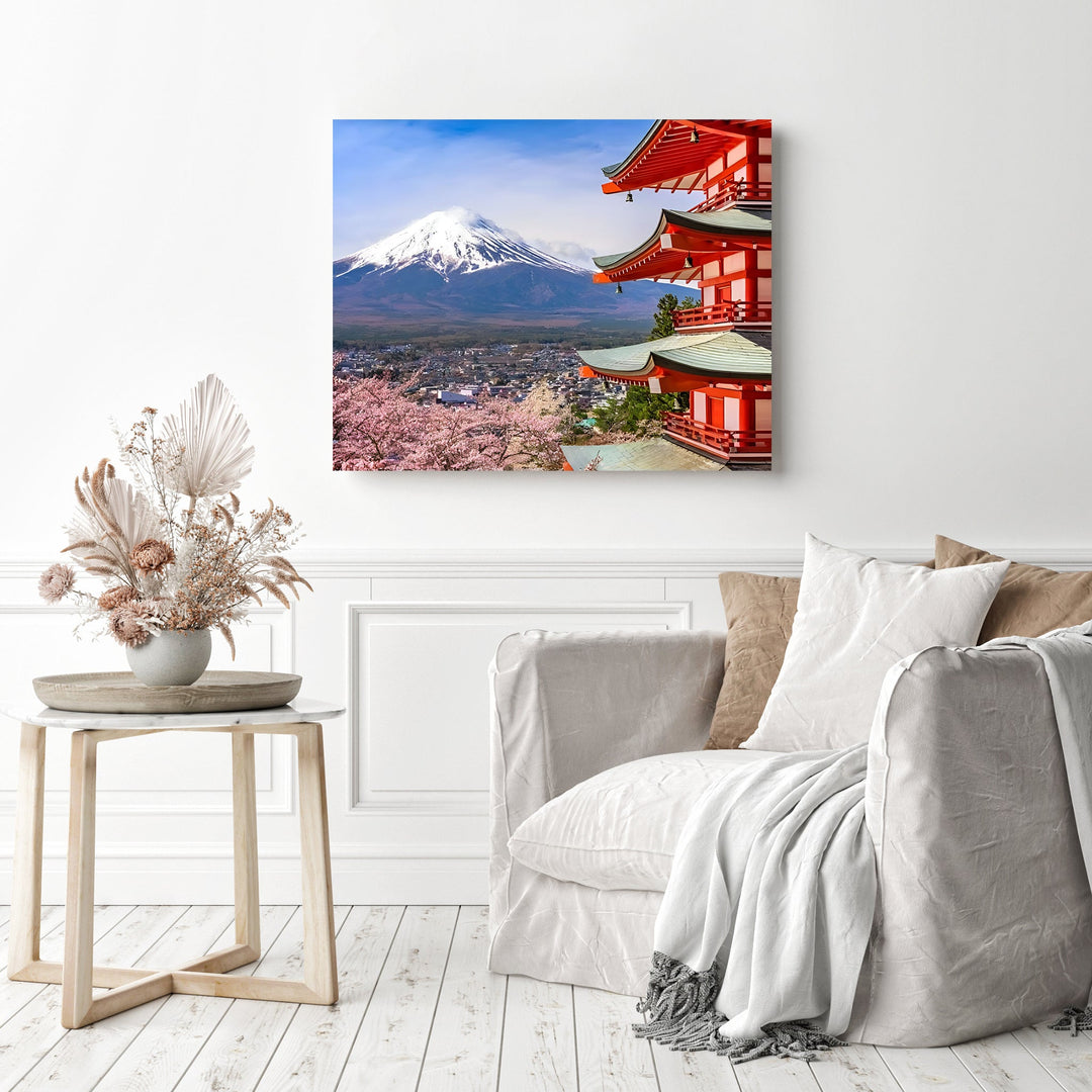 Pagoda by Mount Fuji | Diamond Painting
