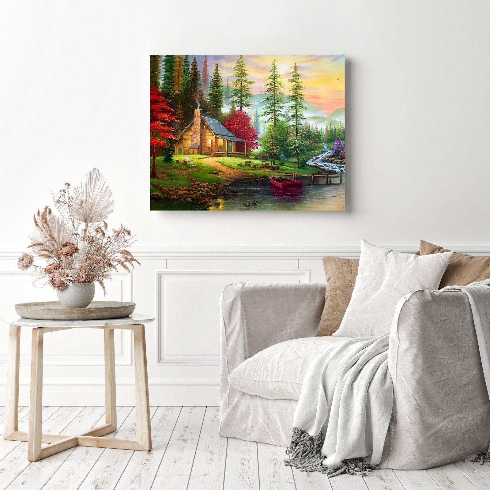 The House by the River | Diamond Painting Displayed as Home Decor