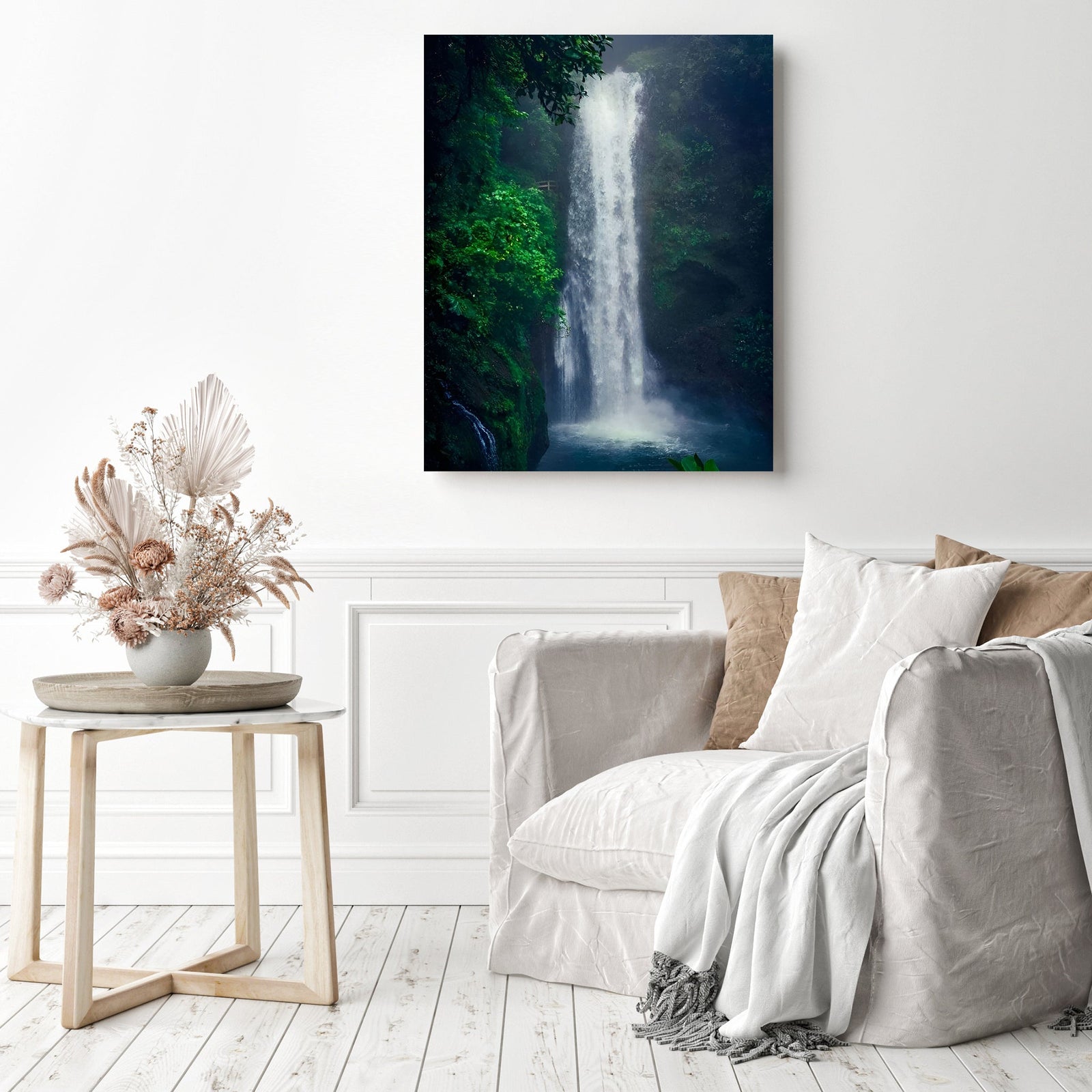 Waterfall in Costa Rica | Diamond Painting Displayed as Home Decor