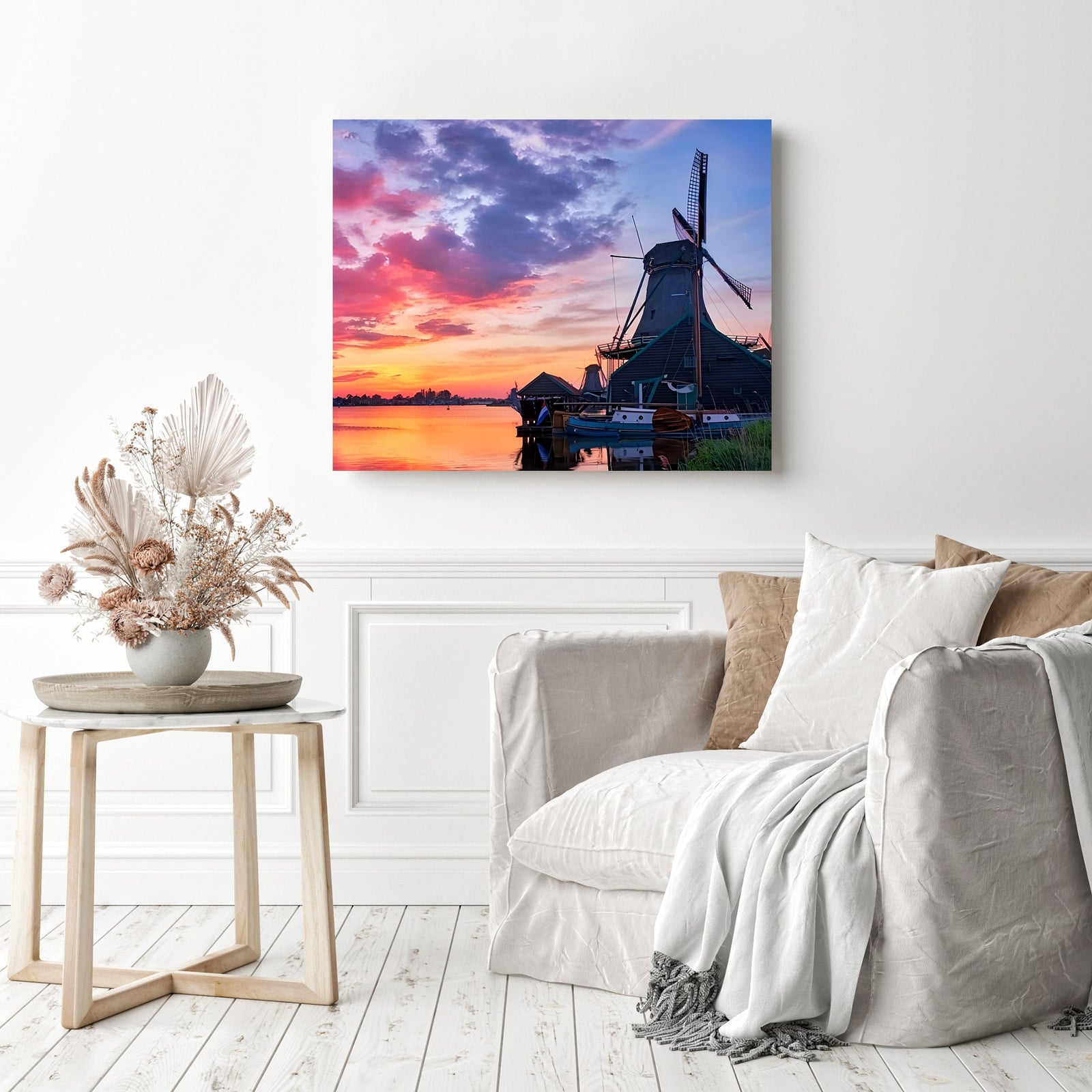 Windmill in Holland | Diamond Painting Displayed as Home Decor