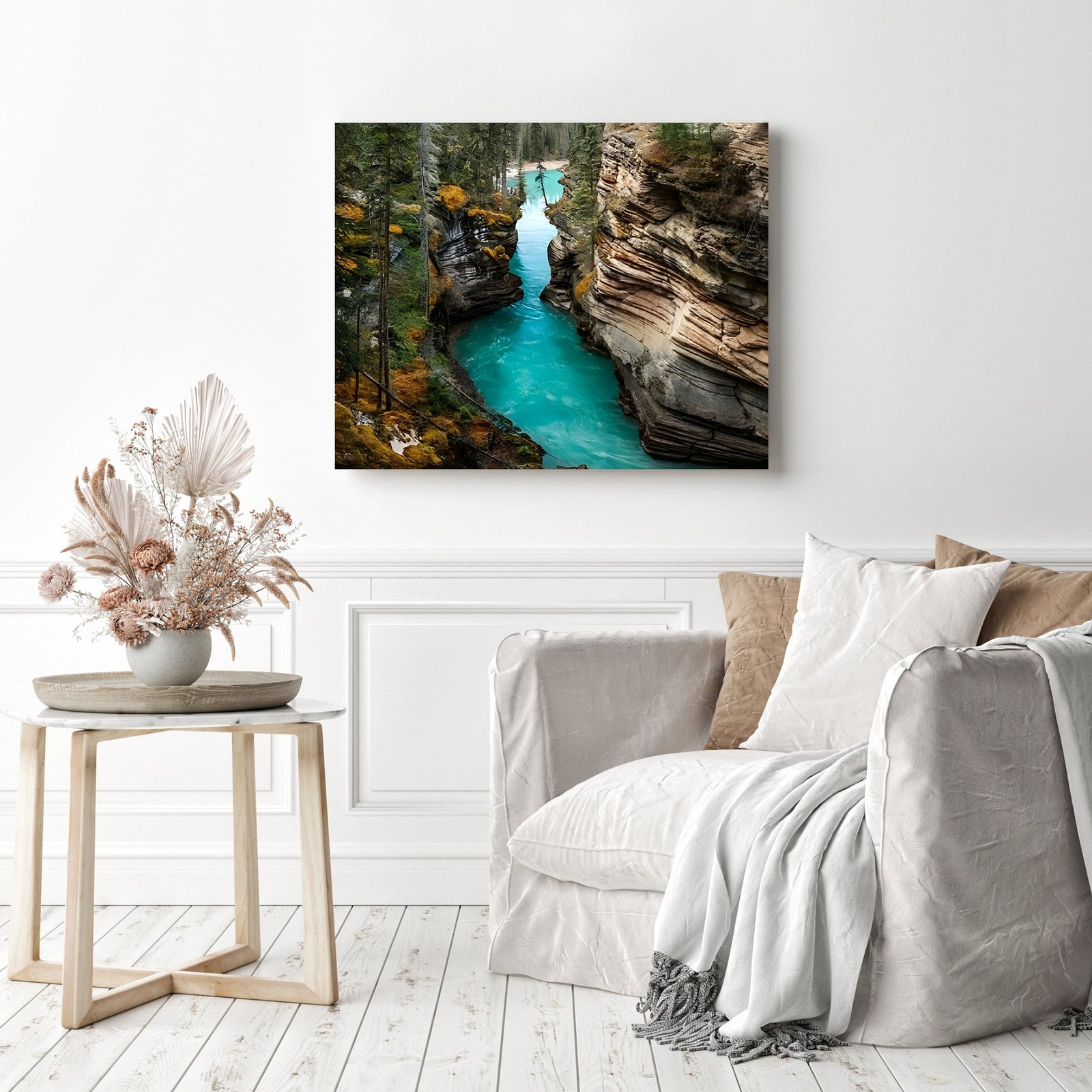 Athabasca Falls | Diamond Painting Displayed as Home Decor