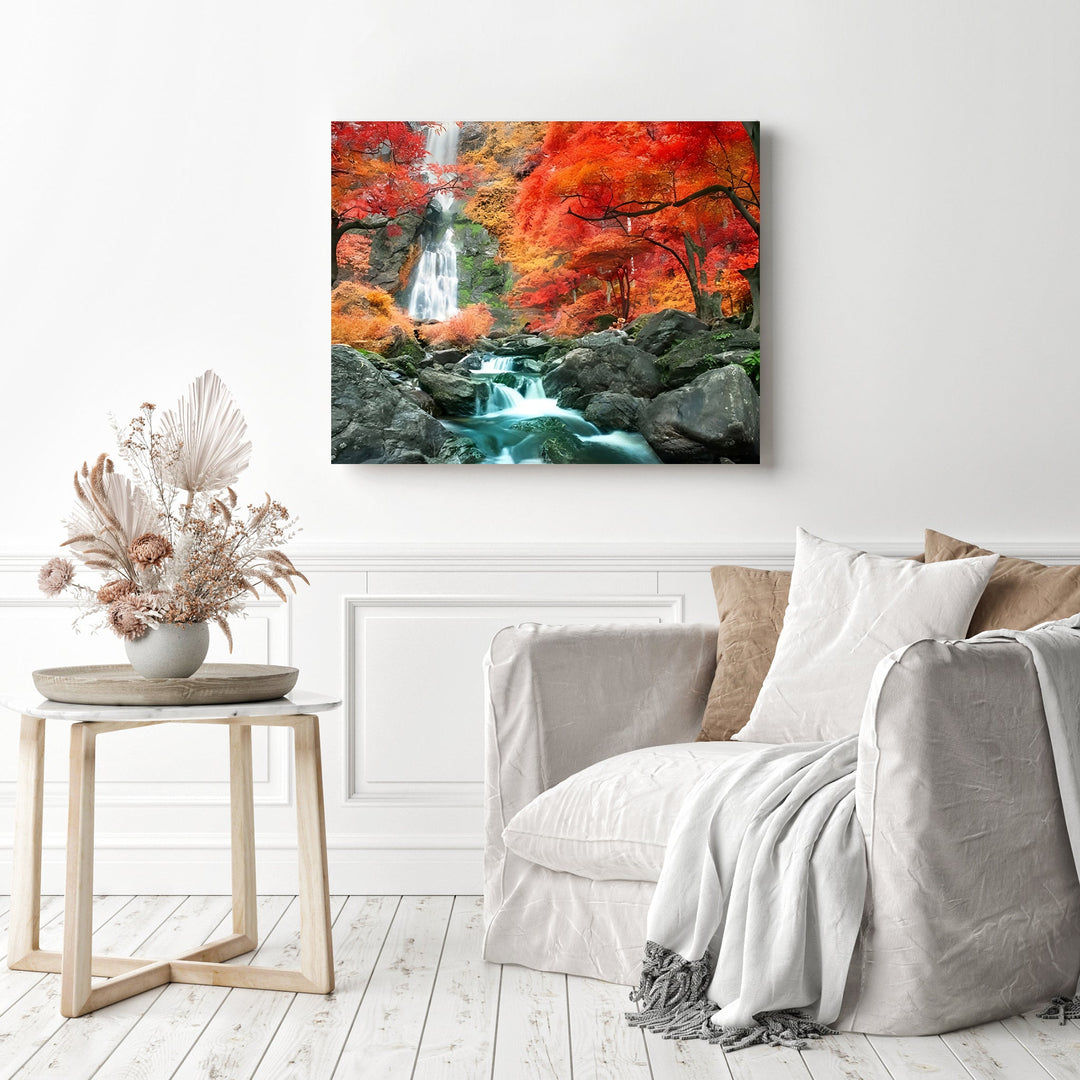 Autumn Forest Waterfall | Diamond Painting