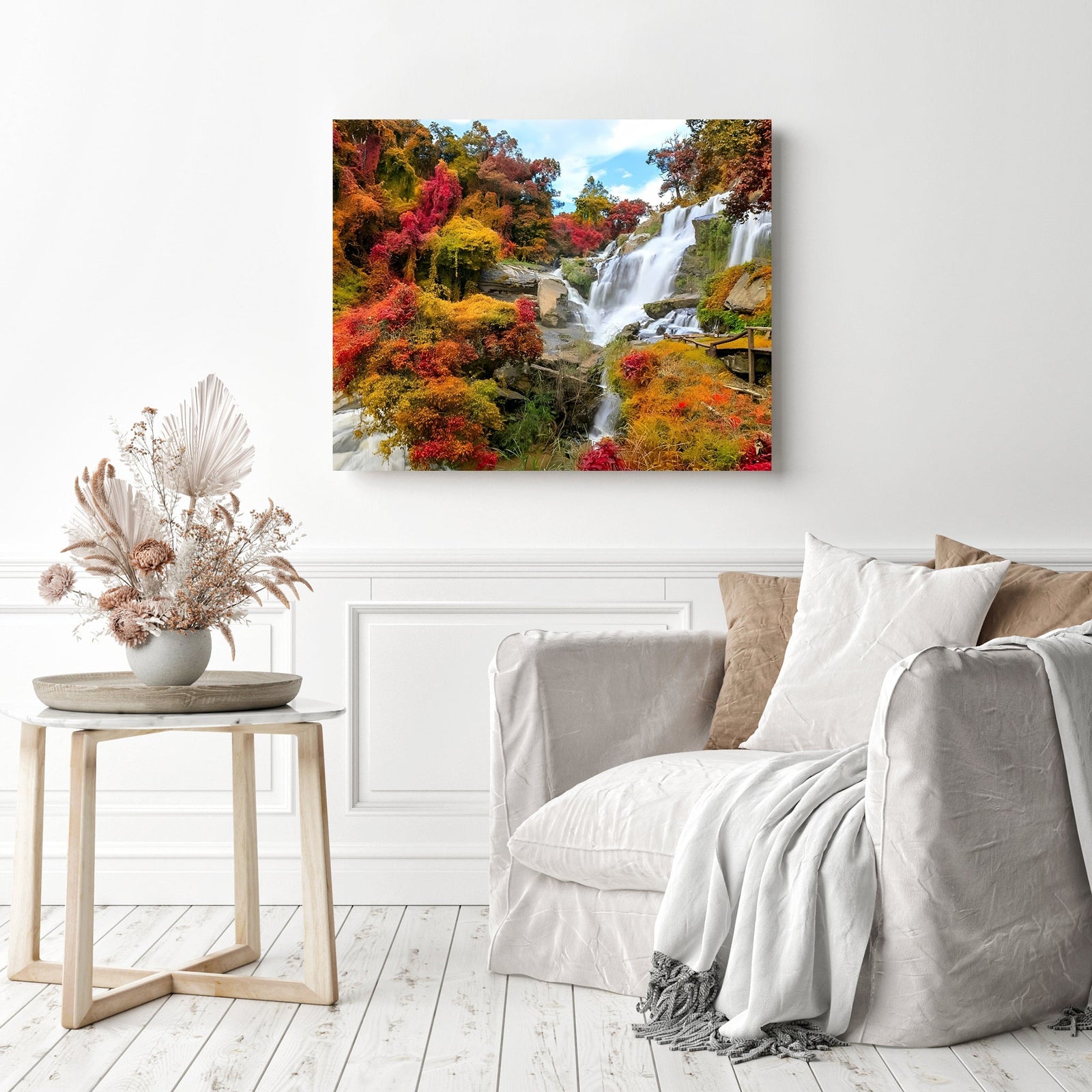 Mae Klang Waterfall | Diamond Painting Displayed as Home Decor