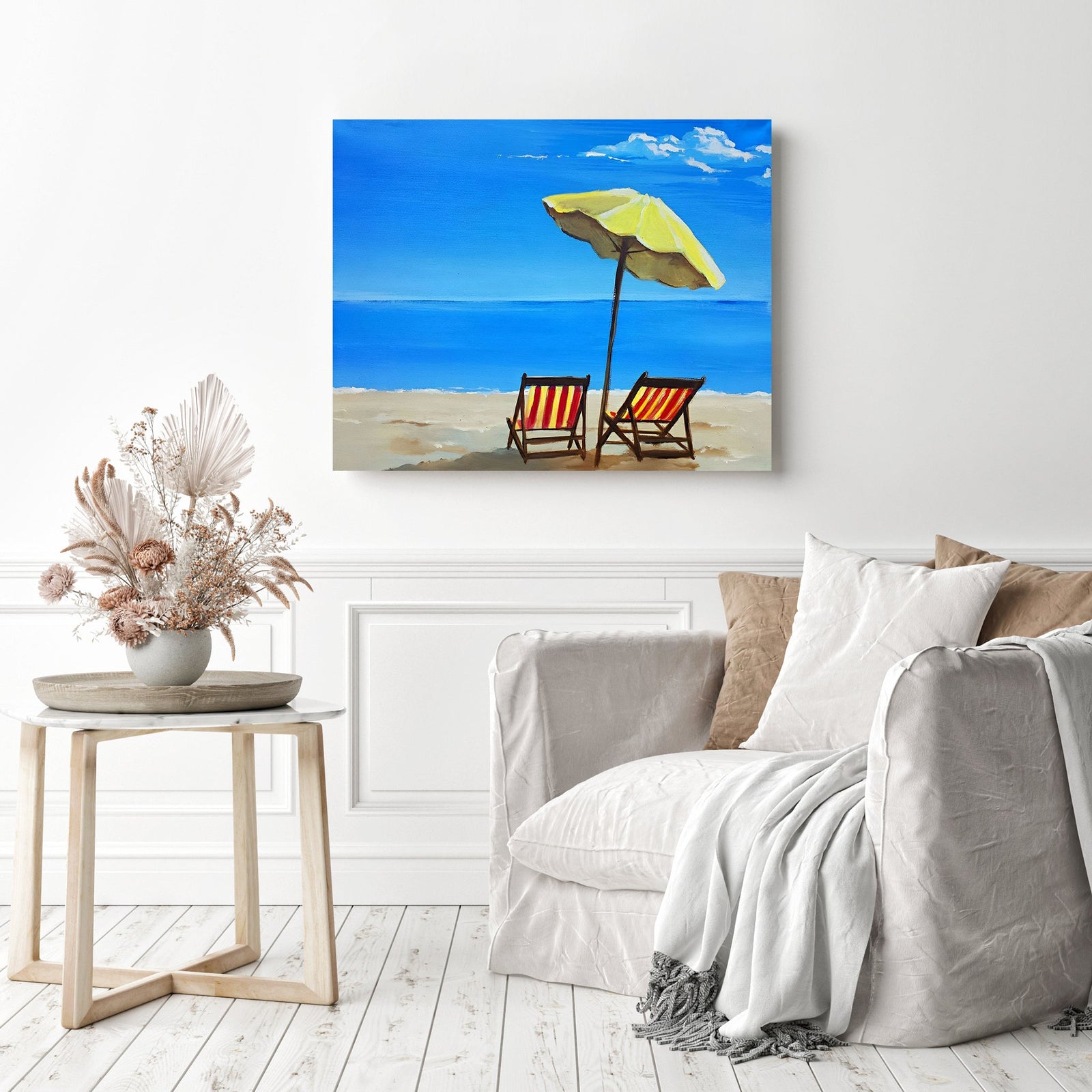 Summer Beach Umbrellas | Diamond Painting Displayed as Home Decor