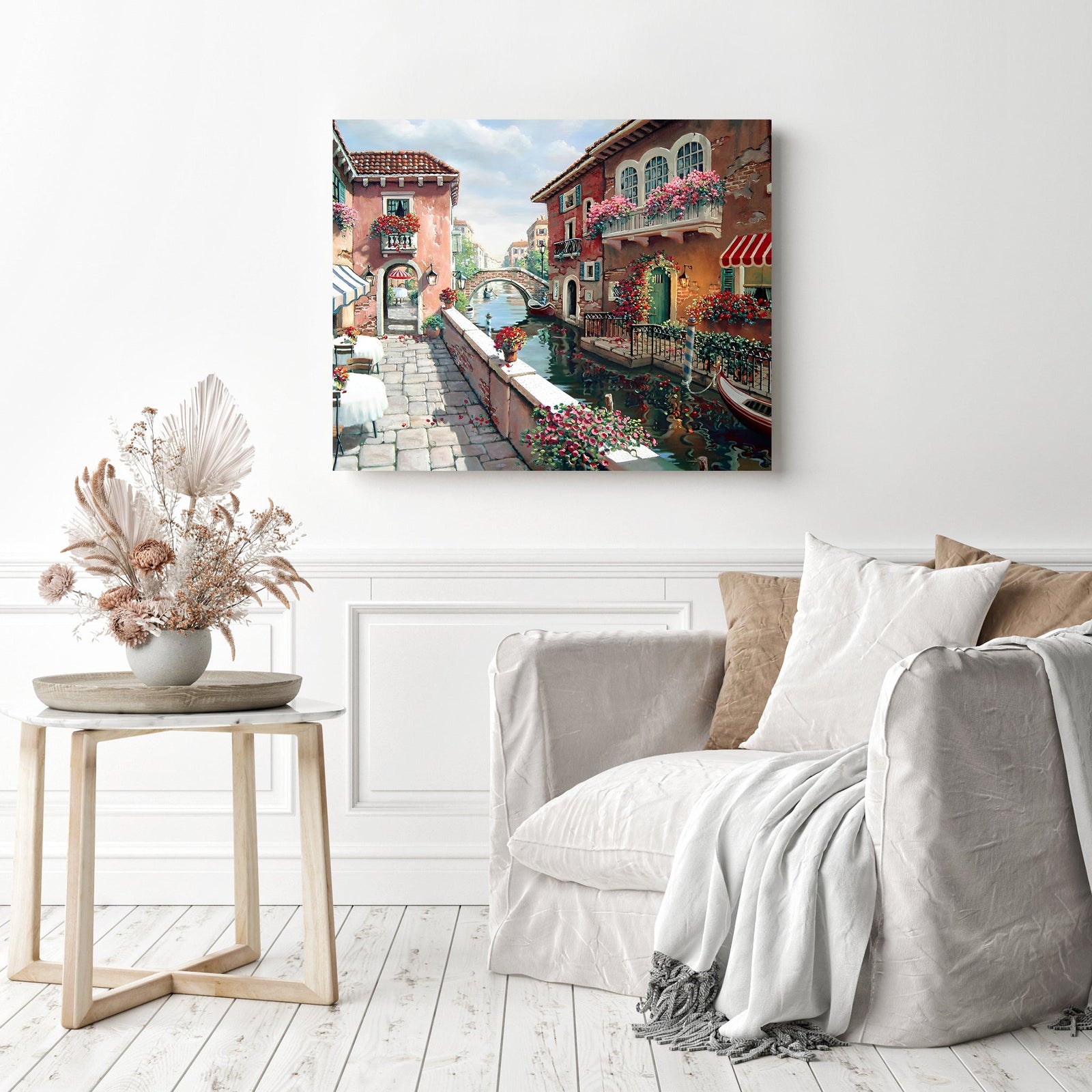 Corner View of the Town | Diamond Painting Displayed as Home Decor