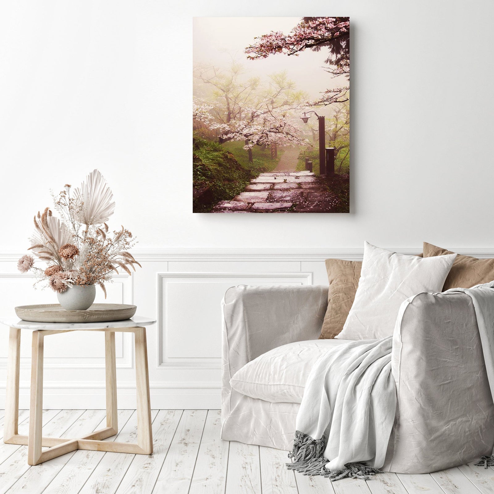 Japanese Cherry Blossom Garden | Diamond Painting Displayed as Home Decor