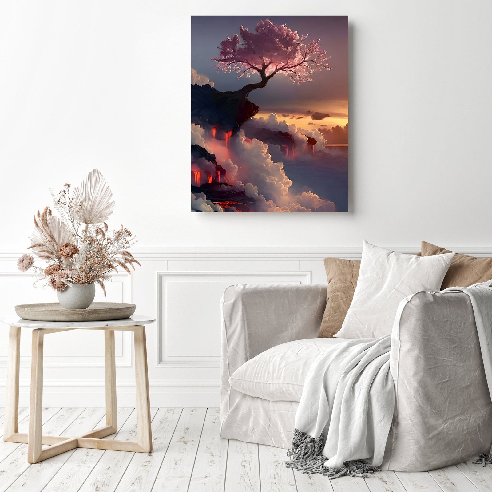 Tree over Clouds | Diamond Painting Displayed as Home Decor