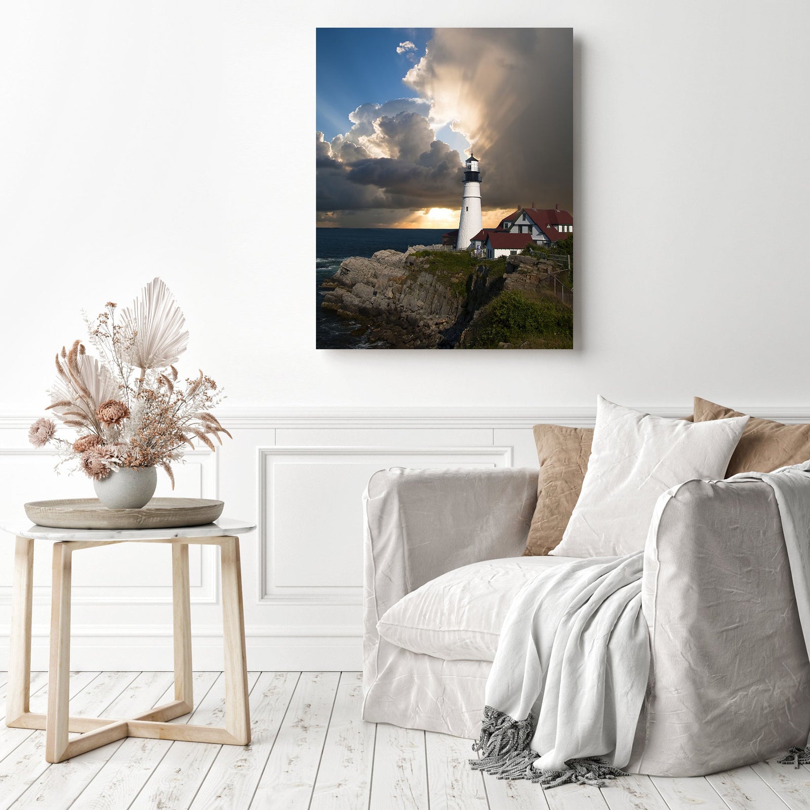 Lone Lighthouse | Diamond Painting Displayed as Home Decor