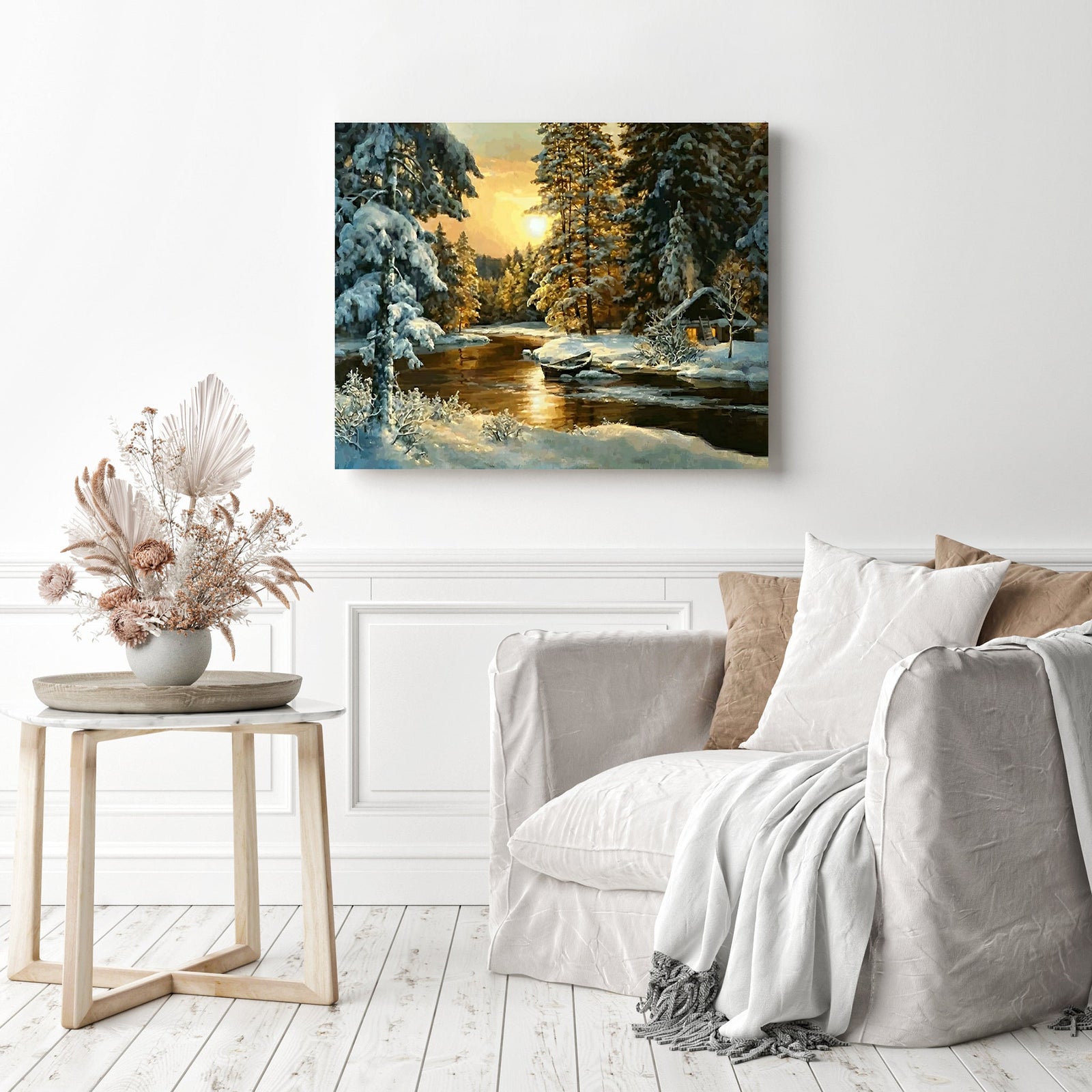 Snowfall Forest | Diamond Painting Displayed as Home Decor