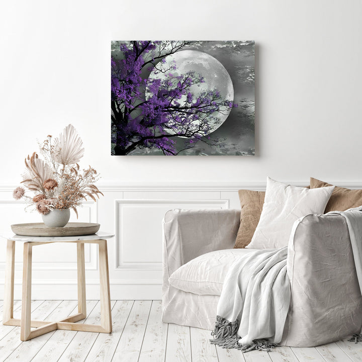 Purple Flower Tree Moon | Diamond Painting