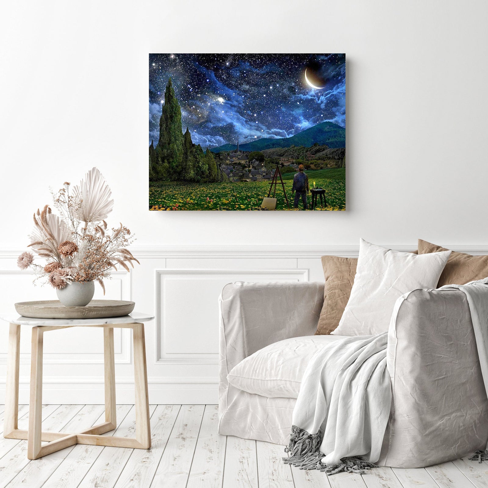 Under Starry Stars | Diamond Painting Displayed as Home Decor