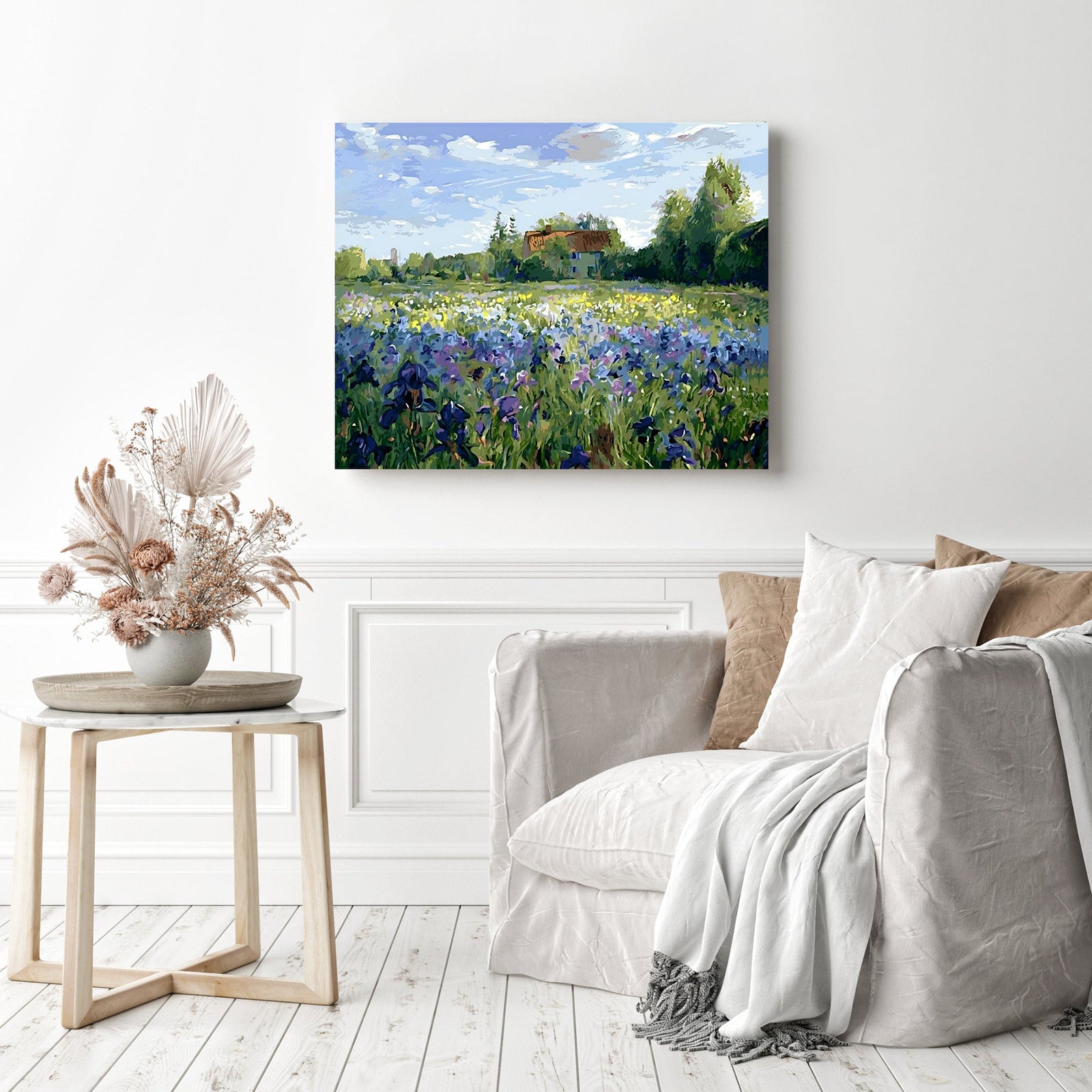 Flowers Field | Diamond Painting Displayed as Home Decor