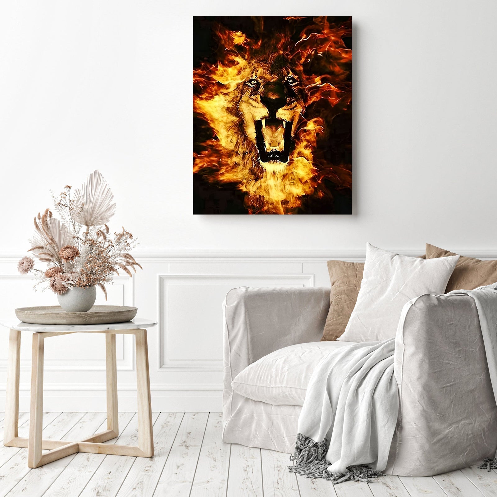 Lion Flame | Diamond Painting Displayed as Home Decor