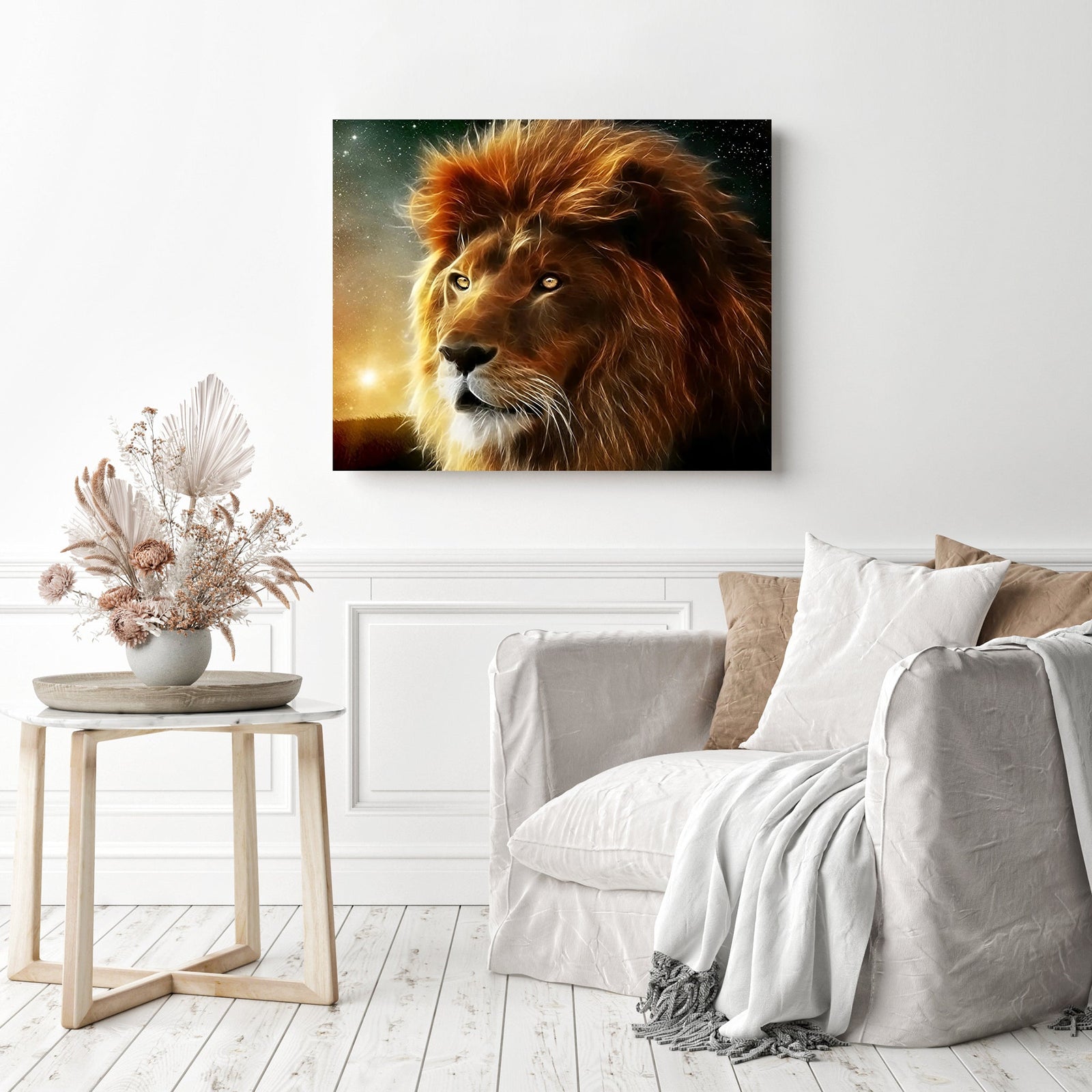 Starry Lion | Diamond Painting Displayed as Home Decor