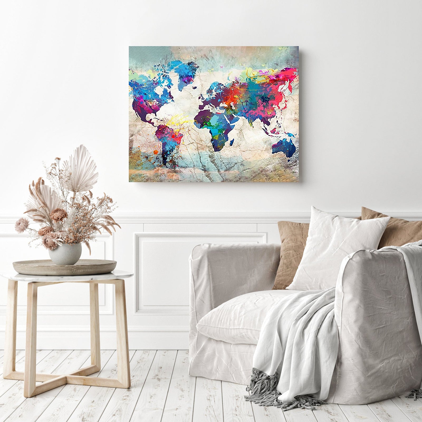 Colorful Map | Diamond Painting Displayed as Home Decor