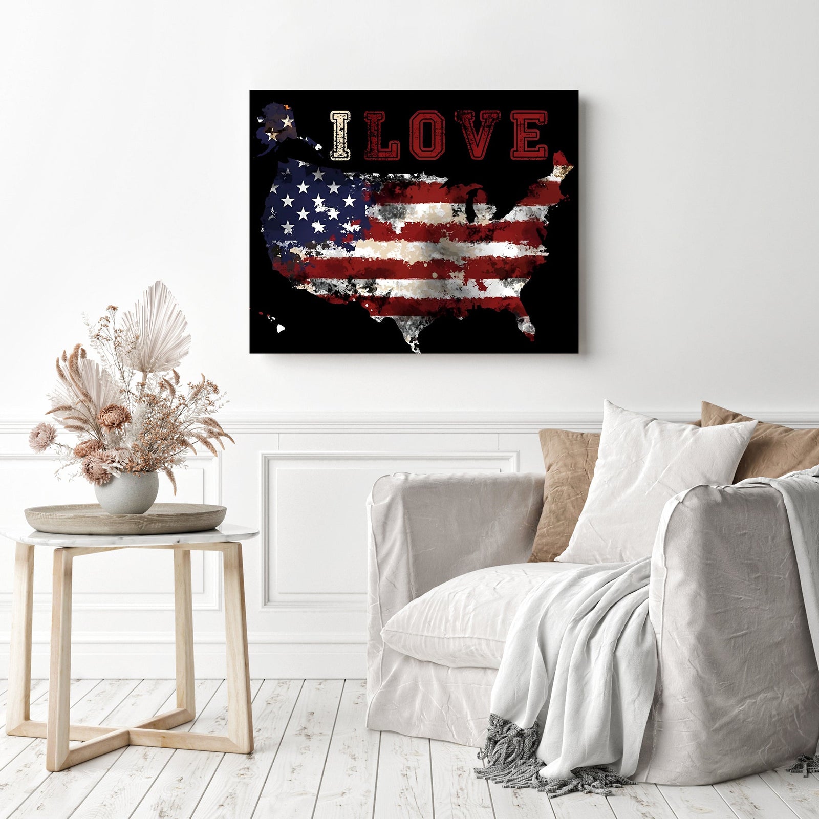 US Map Love | Diamond Painting Displayed as Home Decor