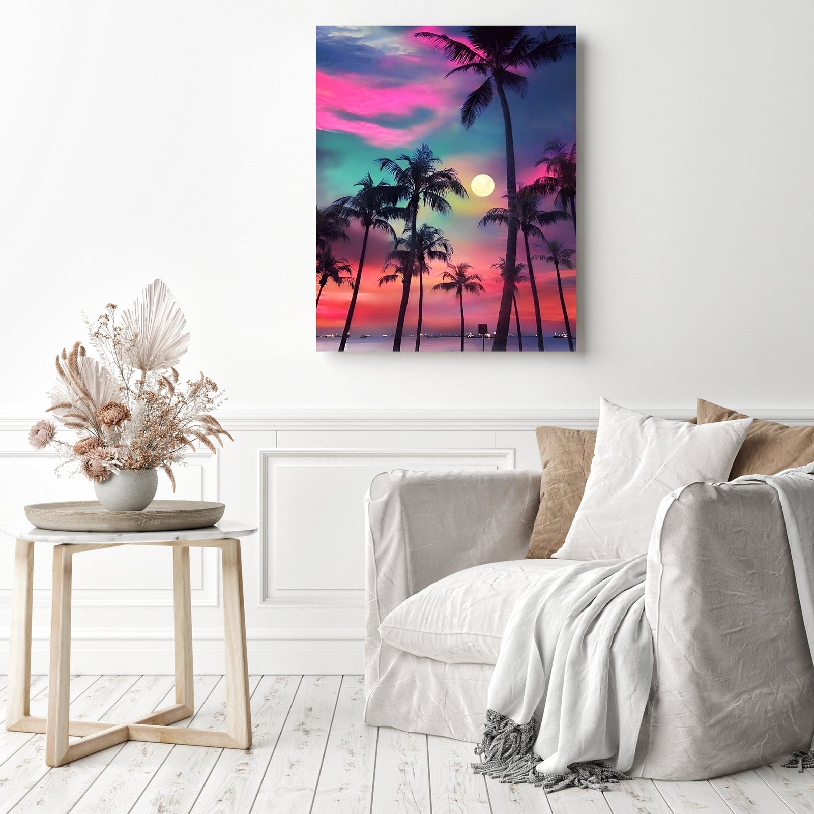 Tropical Moon | Diamond Painting Displayed as Home Decor