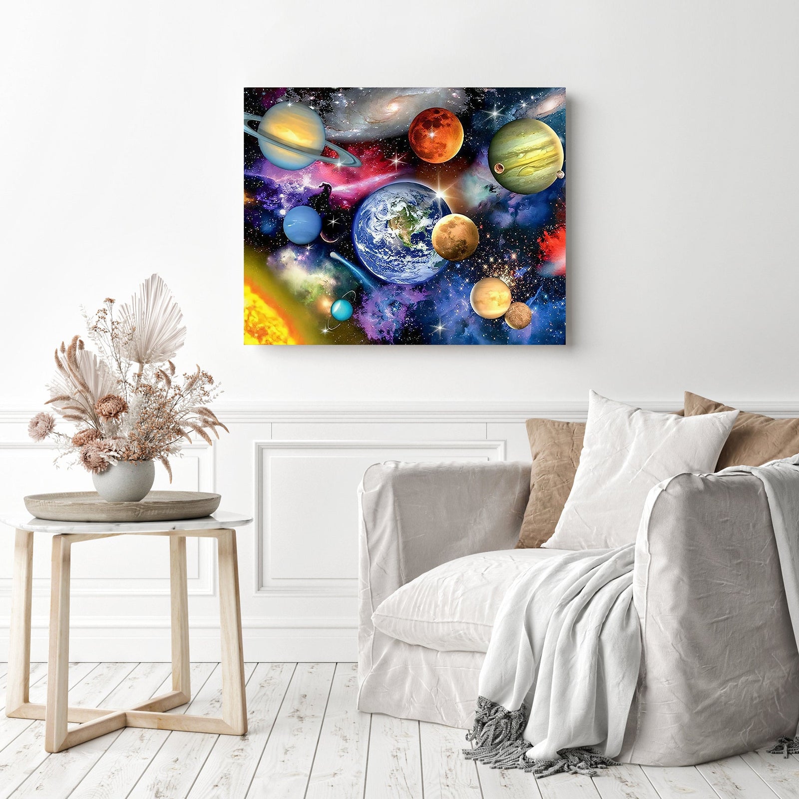 Galaxy Space Planet | Diamond Painting Displayed as Home Decor