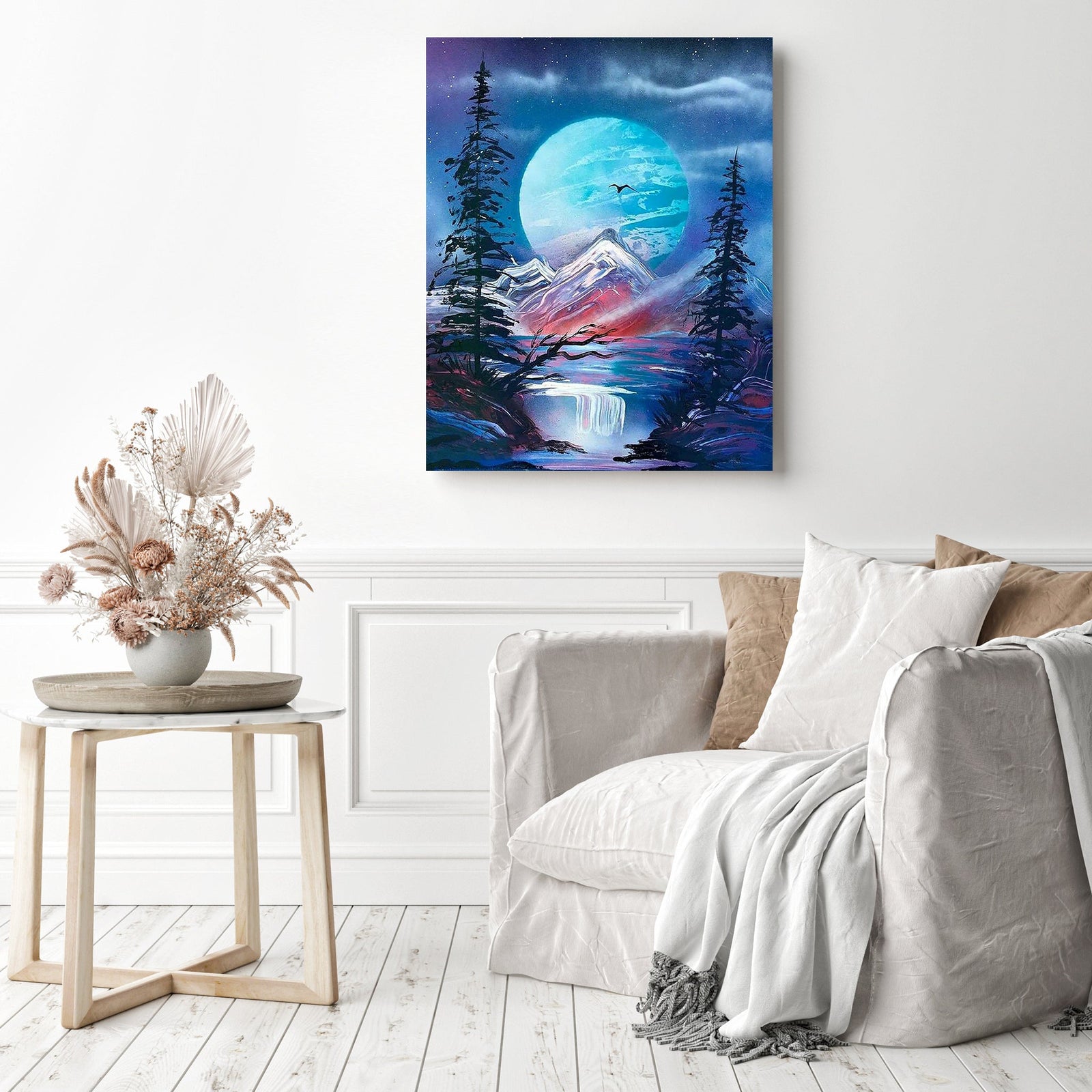 Moon Landscape | Diamond Painting Displayed as Home Decor