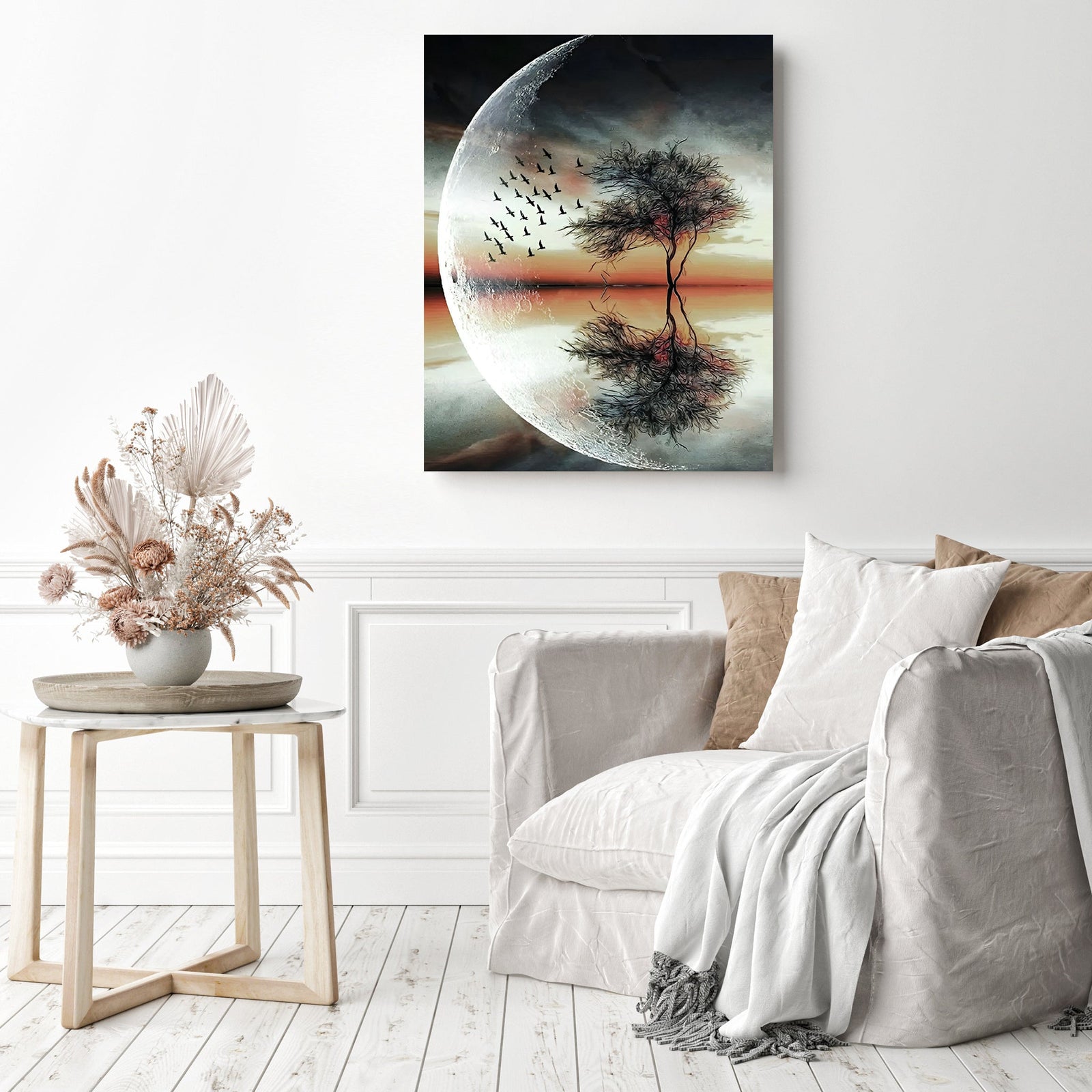 Moon Scenery | Diamond Painting Displayed as Home Decor