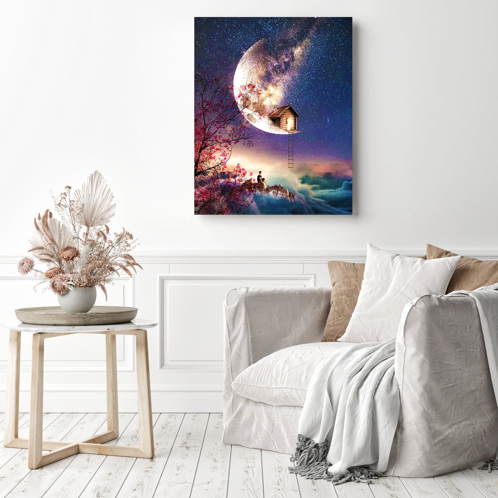 On the Moon | Diamond Painting Displayed as Home Decor