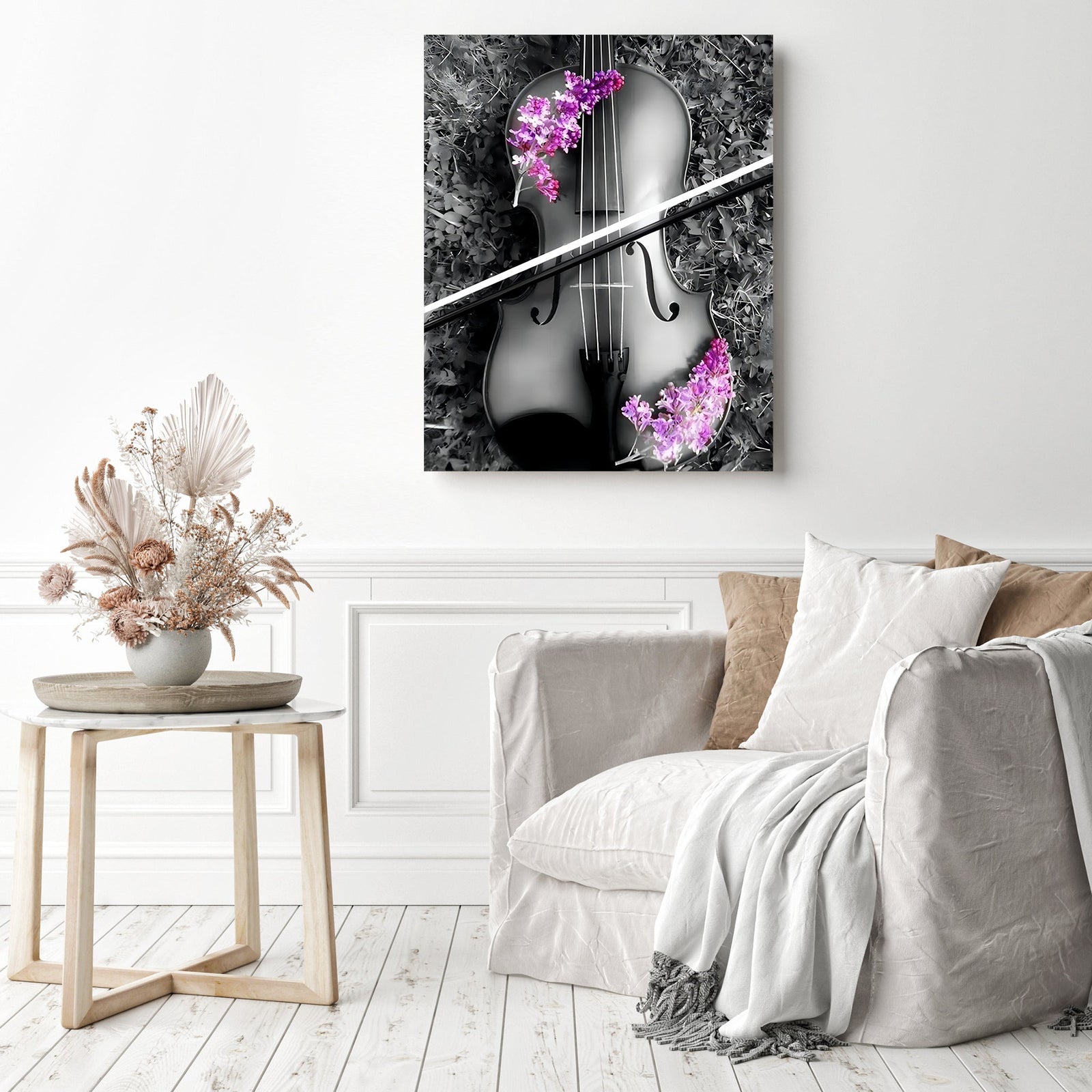 Violet Violin | Diamond Painting Displayed as Home Decor