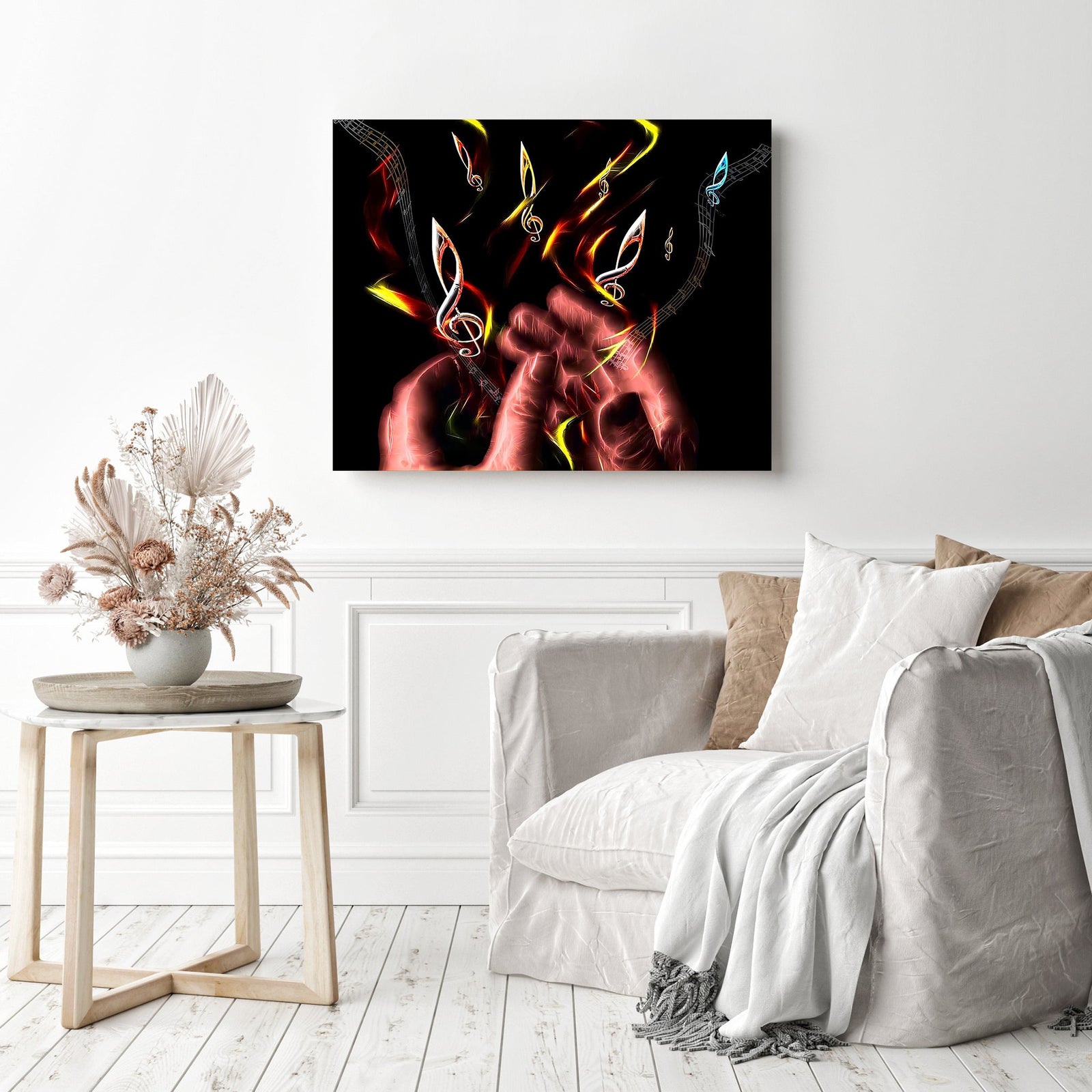 Music at My Fingertips | Diamond Painting Displayed as Home Decor