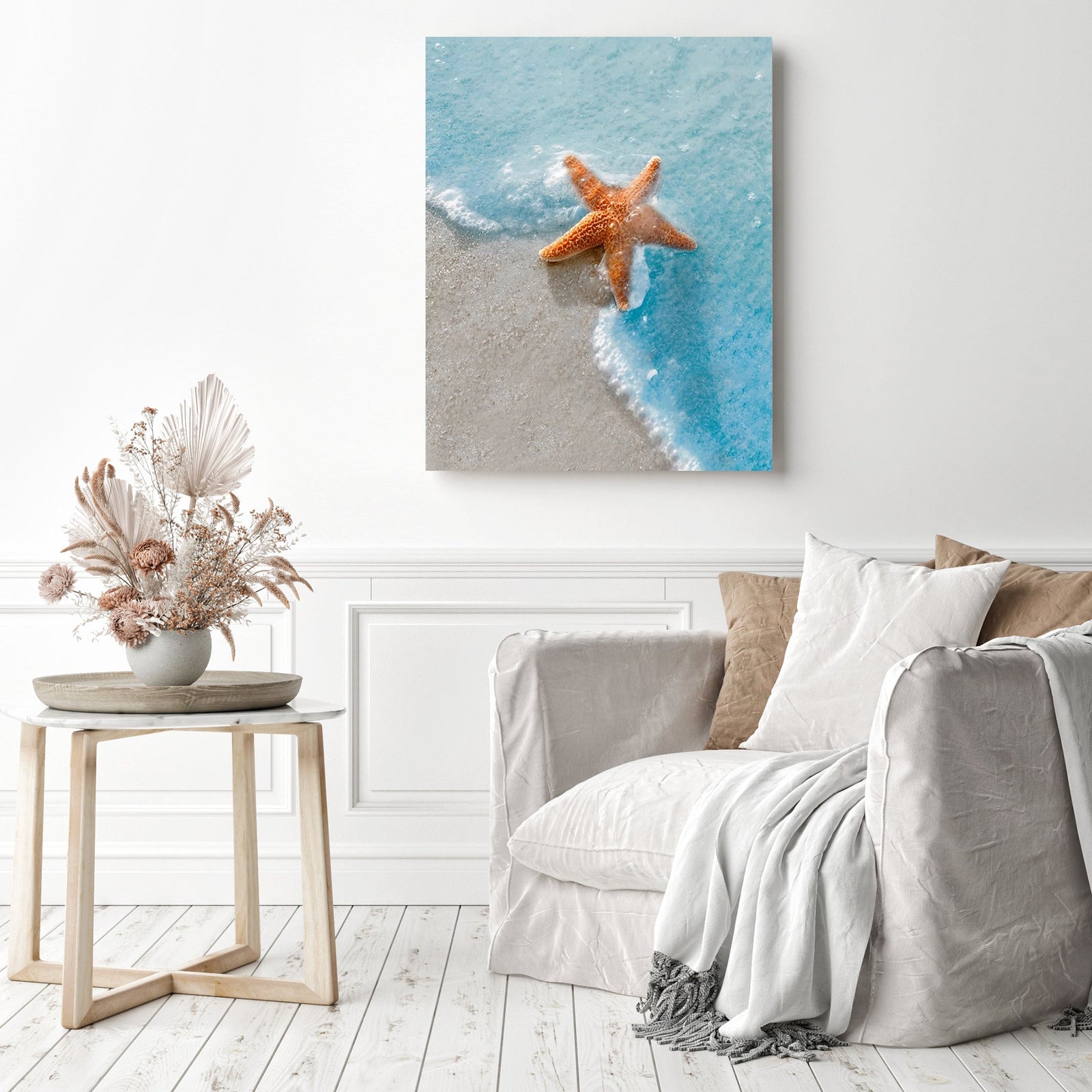 Starfish on Beachside | Diamond Painting Displayed as Home Decor