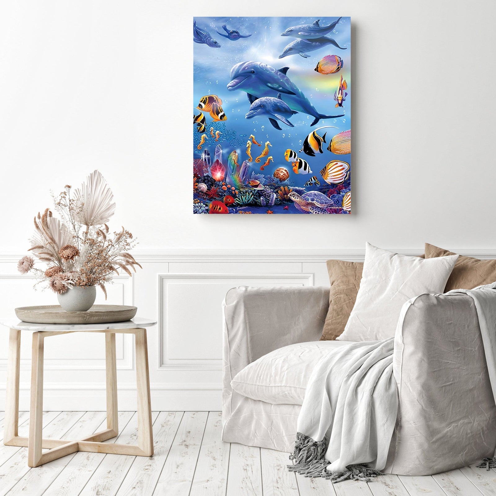 Ocean Families | Diamond Painting Displayed as Home Decor