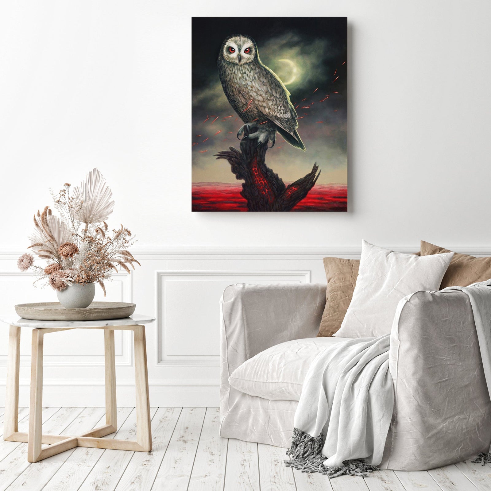 Enchanted Owl | Diamond Painting Displayed as Home Decor