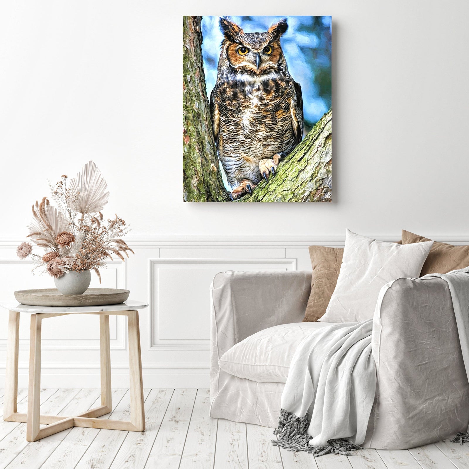 Forest Owl | Diamond Painting Displayed as Home Decor