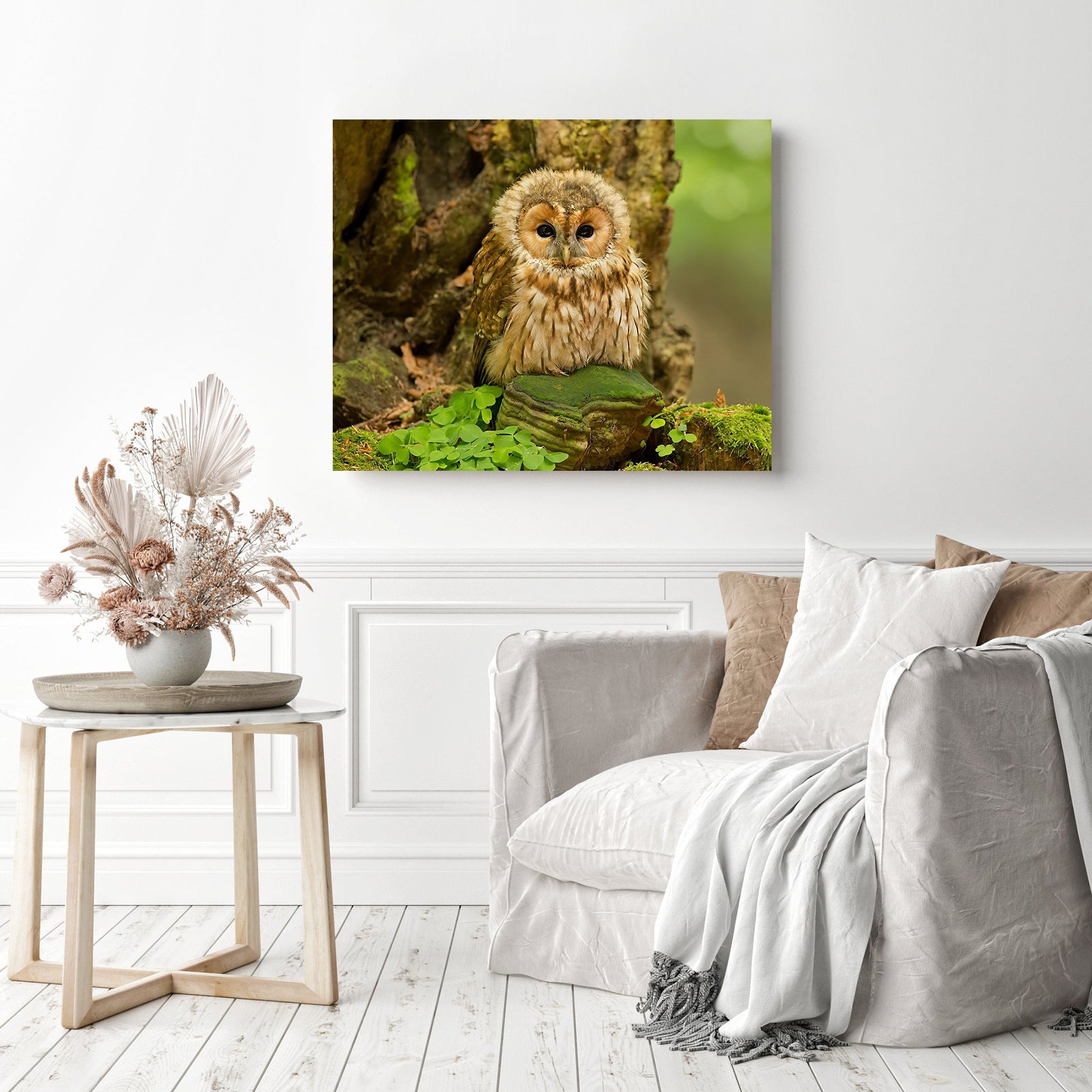 Forest Ground Owl | Diamond Painting Displayed as Home Decor