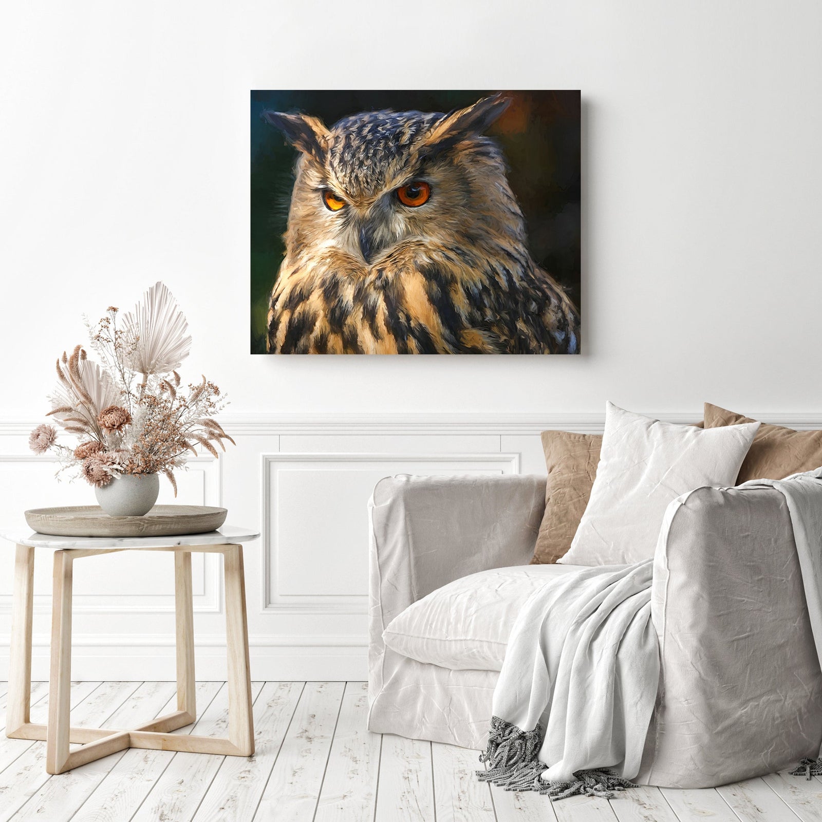 Owl Guardian | Diamond Painting Displayed as Home Decor