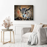 Close-up Owl | Diamond Painting Displayed as Home Decor