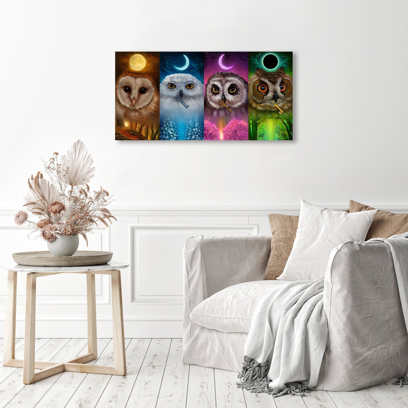 Seasonal Owl | Diamond Painting Displayed as Home Decor