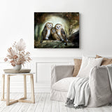Three Owl Moon | Diamond Painting Displayed as Home Decor
