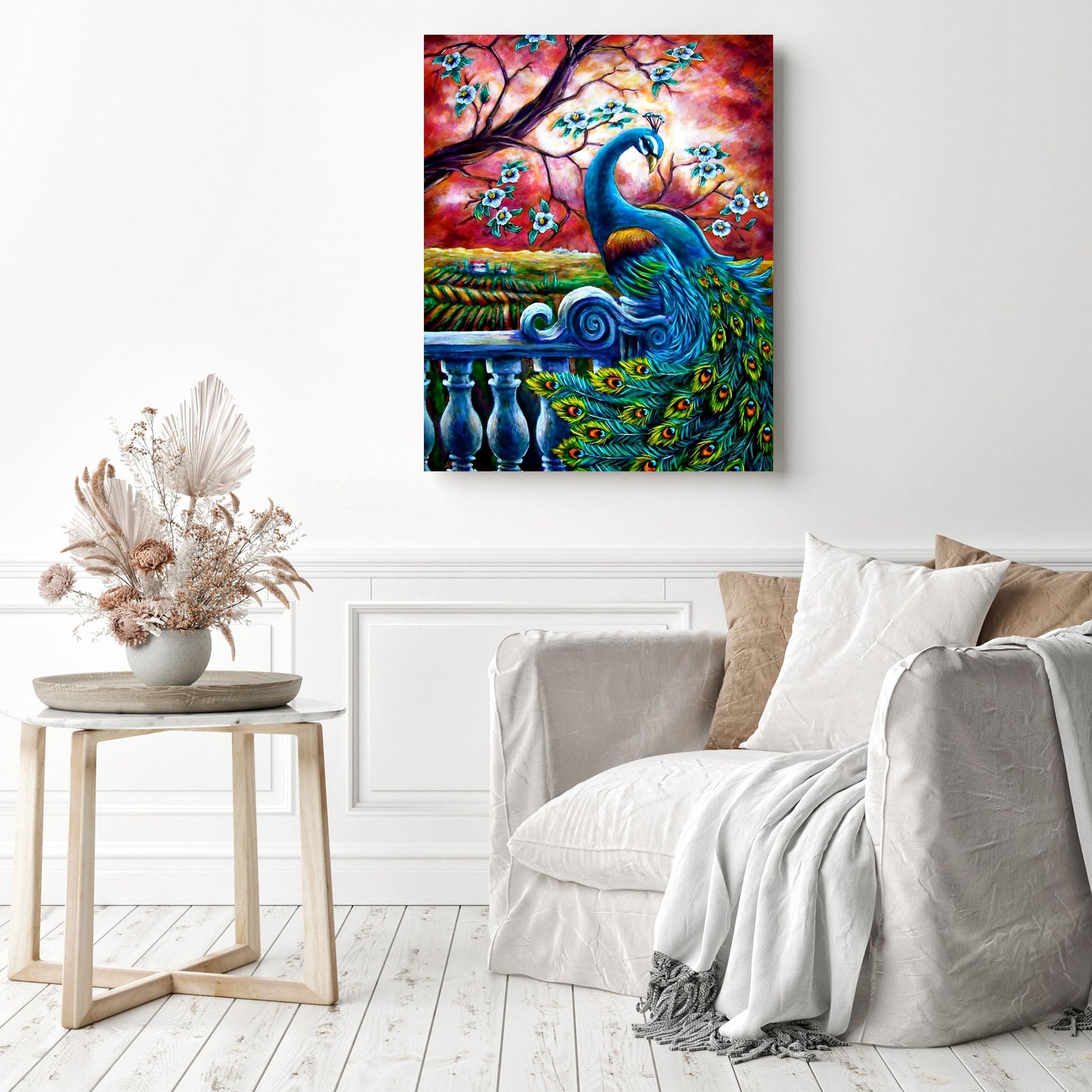 Proud Peacock | Diamond Painting Displayed as Home Decor