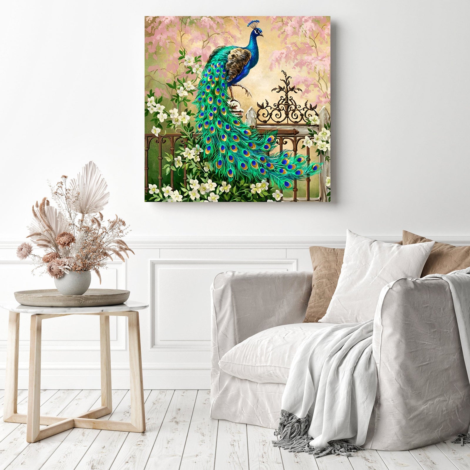 Peacock | Diamond Painting Displayed as Home Decor