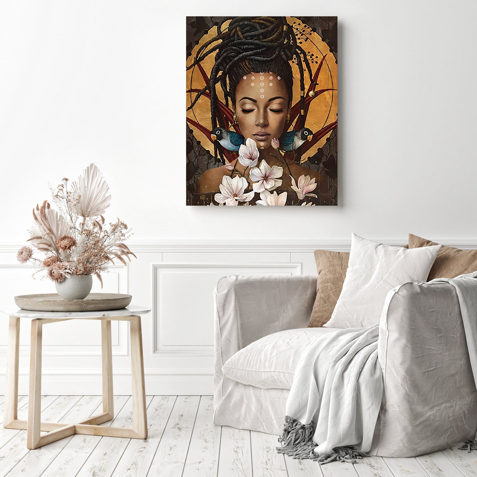 African American Zen | Diamond Painting Displayed as Home Decor