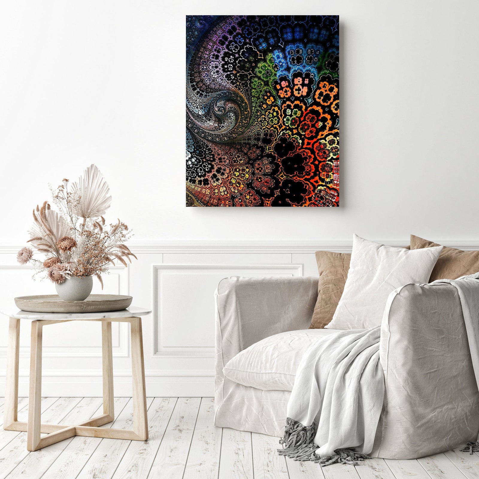 Rainbow Mandala | Diamond Painting Displayed as Home Decor